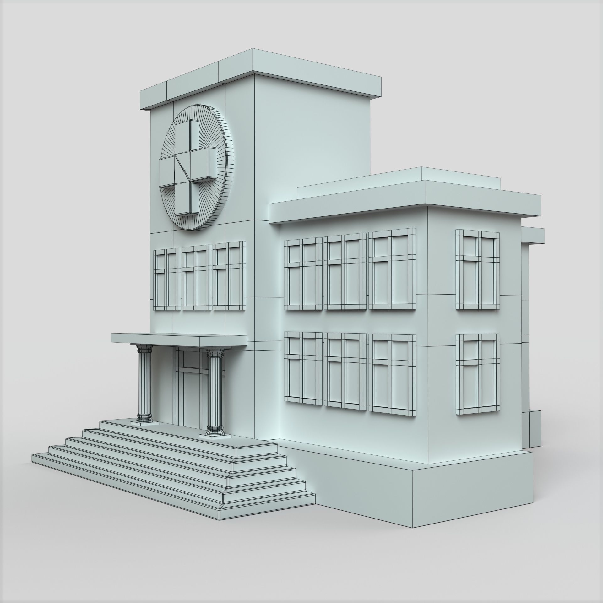 Hospital Building Low-poly 3D model_7