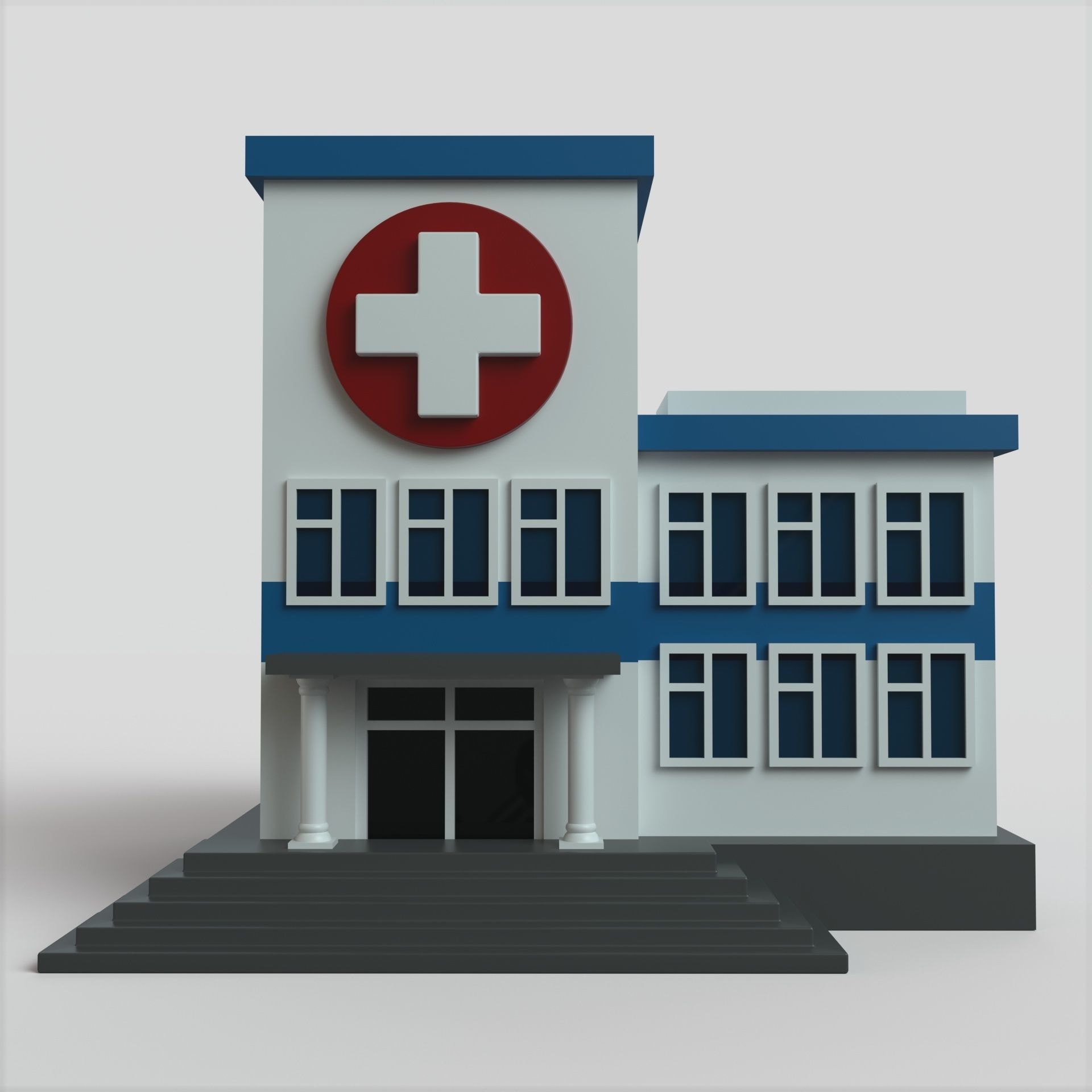 Hospital Building Low-poly 3D model_2