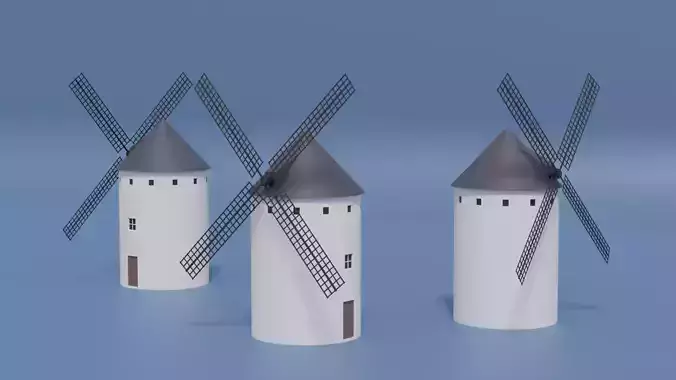 Cartoon Spanish Windmill Low-poly 3D model