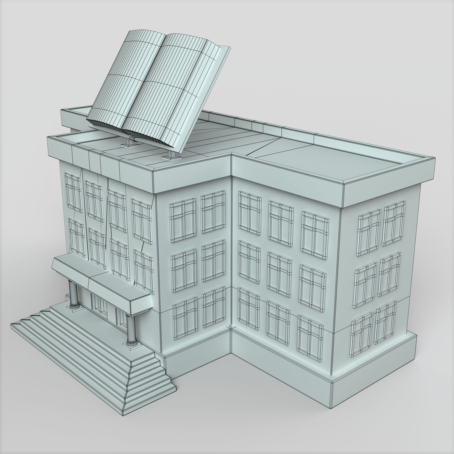 Cartoon High School Low-poly Low-poly 3D model_7