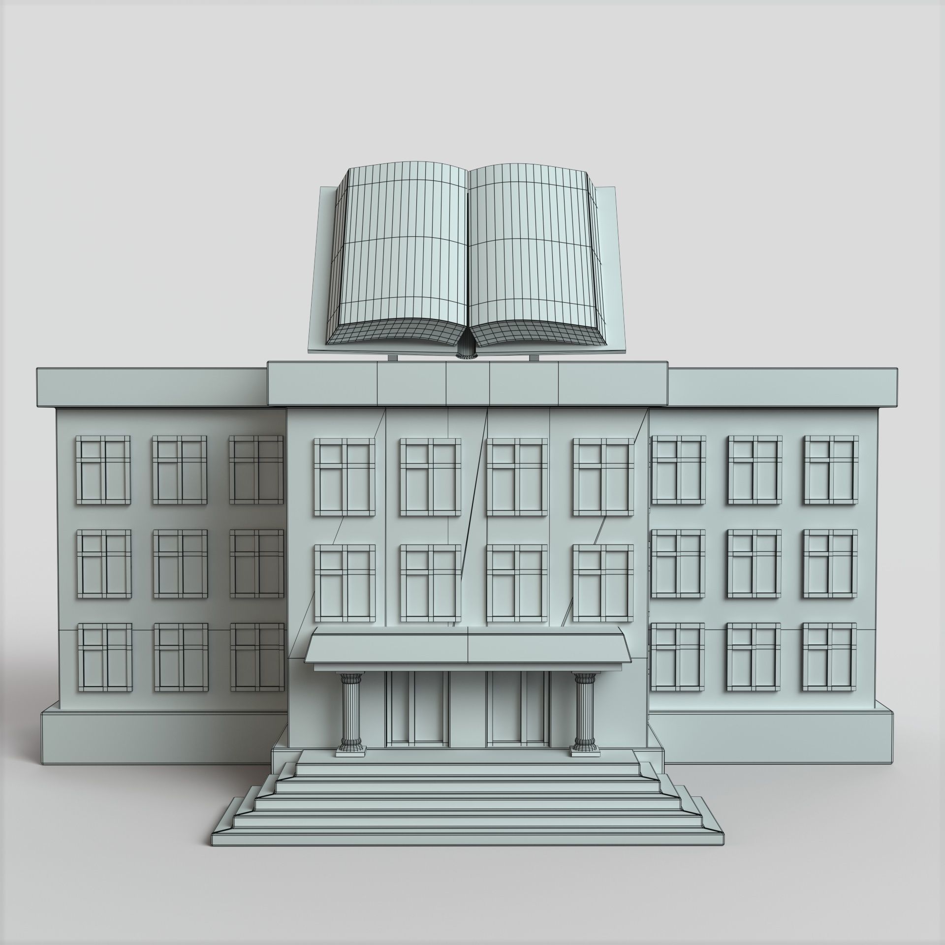 Cartoon High School Low-poly Low-poly 3D model_8