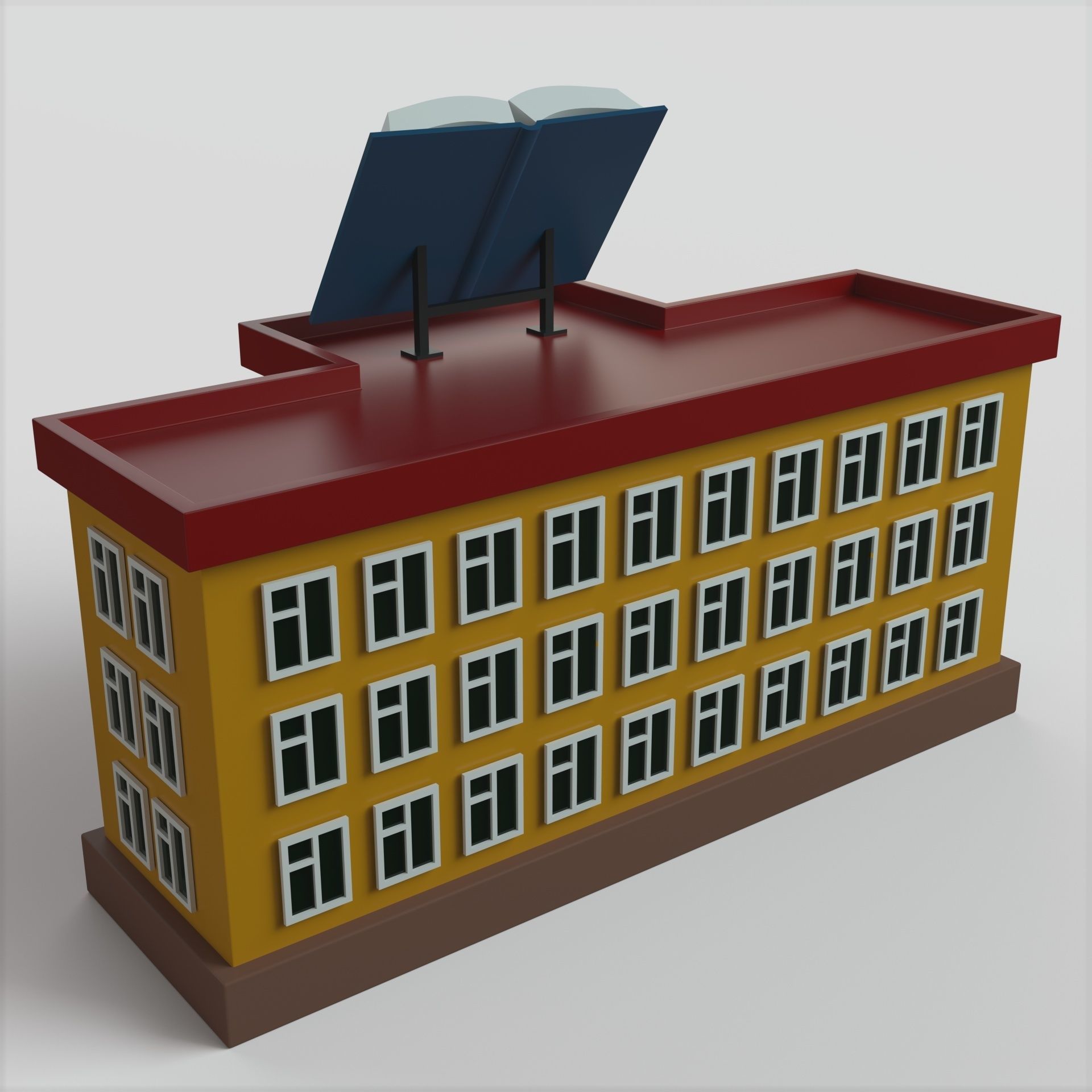 Cartoon High School Low-poly Low-poly 3D model_5