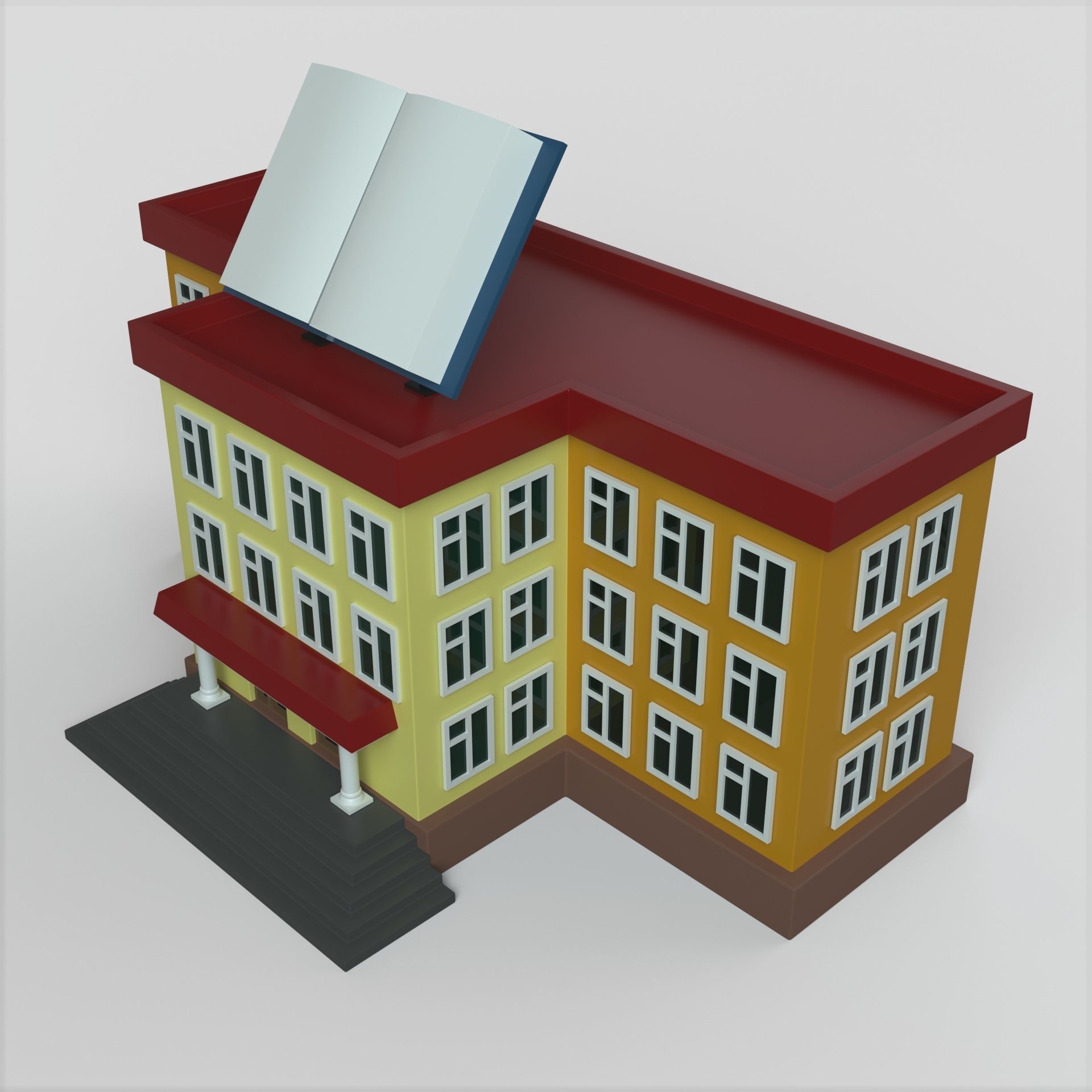 Cartoon High School Low-poly Low-poly 3D model_4