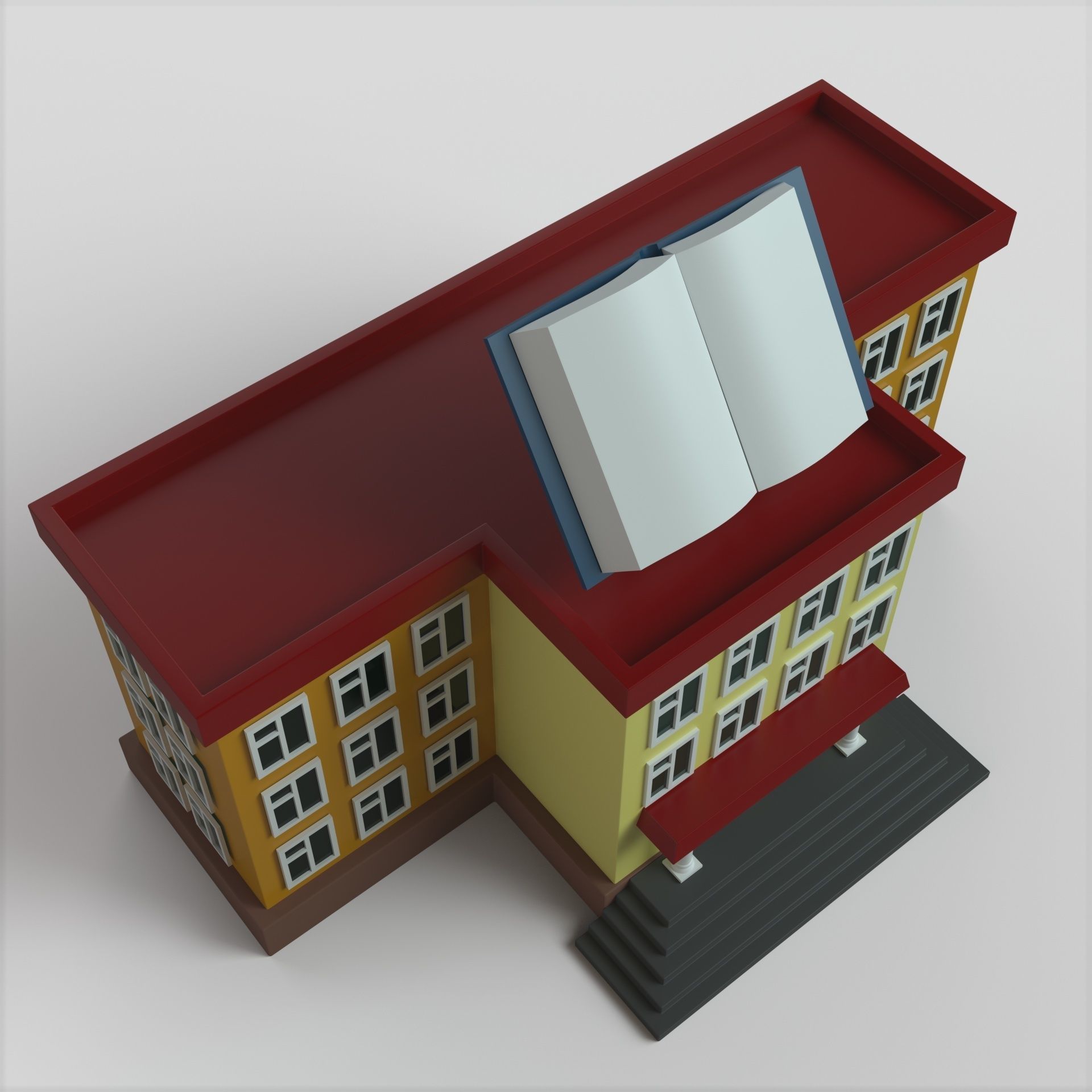 Cartoon High School Low-poly Low-poly 3D model_3