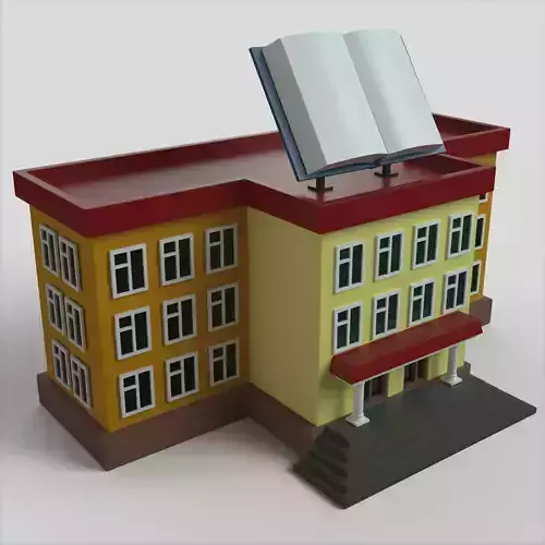 Cartoon High School Low-poly Low-poly 3D model