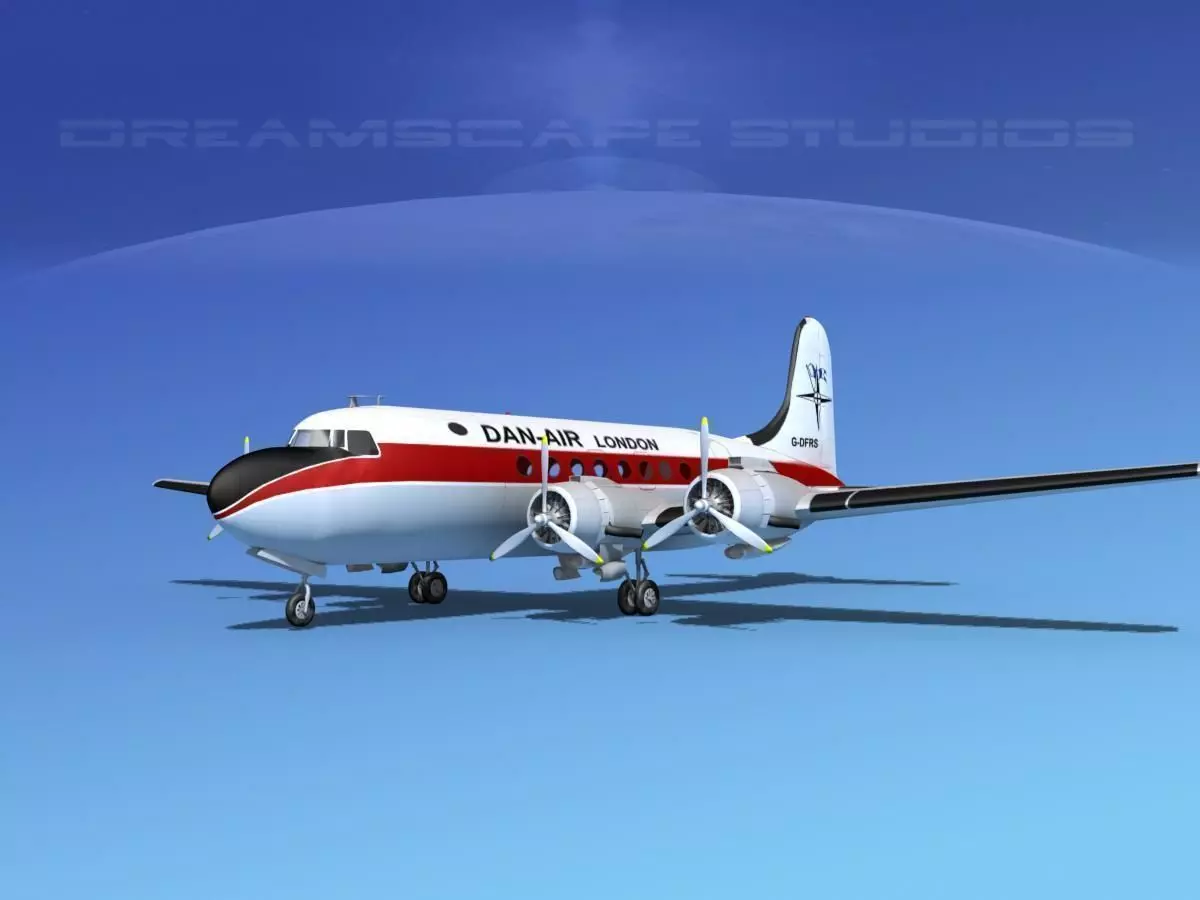 Douglas DC-4 Dan-Air London 3D model_0