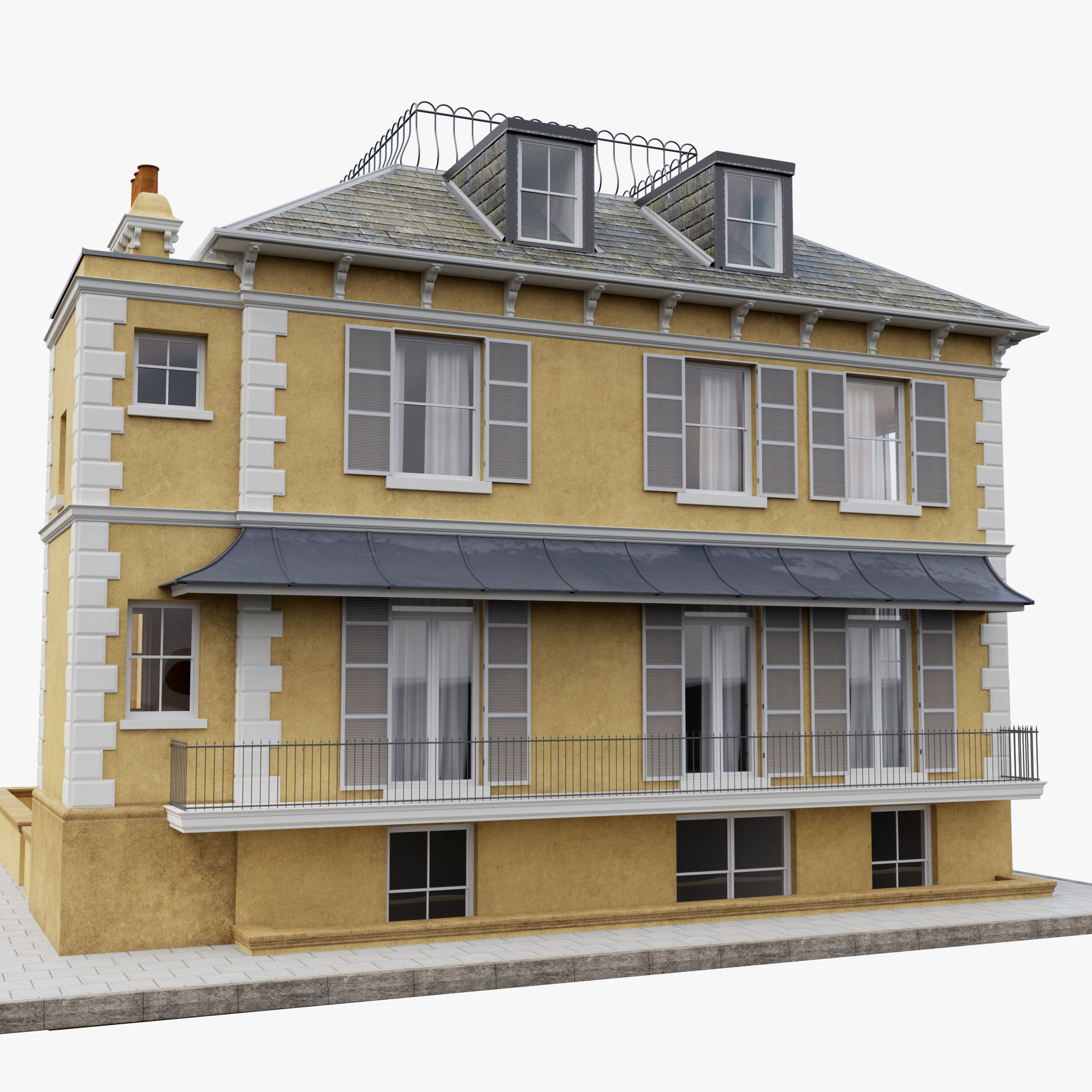 Building Facade 002 Preston VIlla 3D model_2