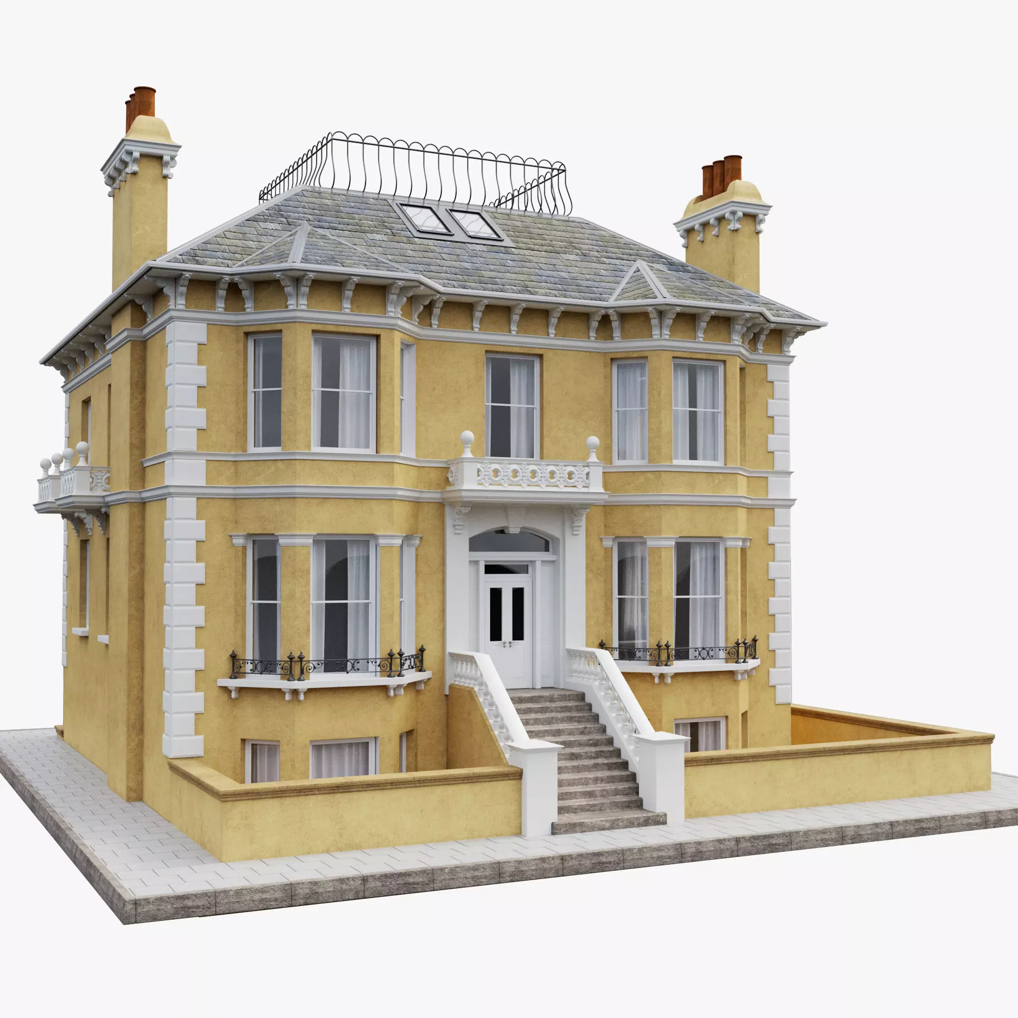 Building Facade 002 Preston VIlla 3D model_0
