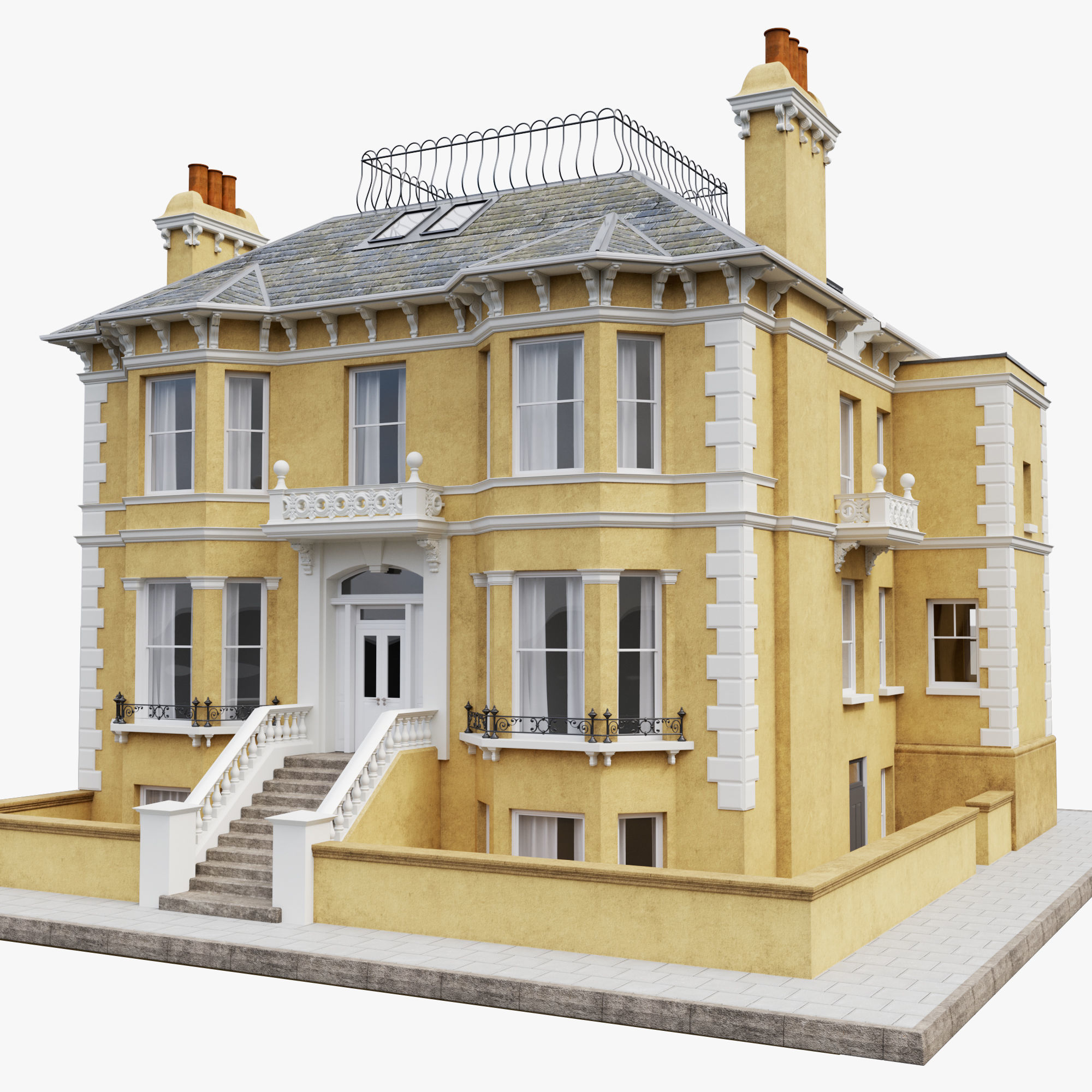 Building Facade 002 Preston VIlla 3D model_1