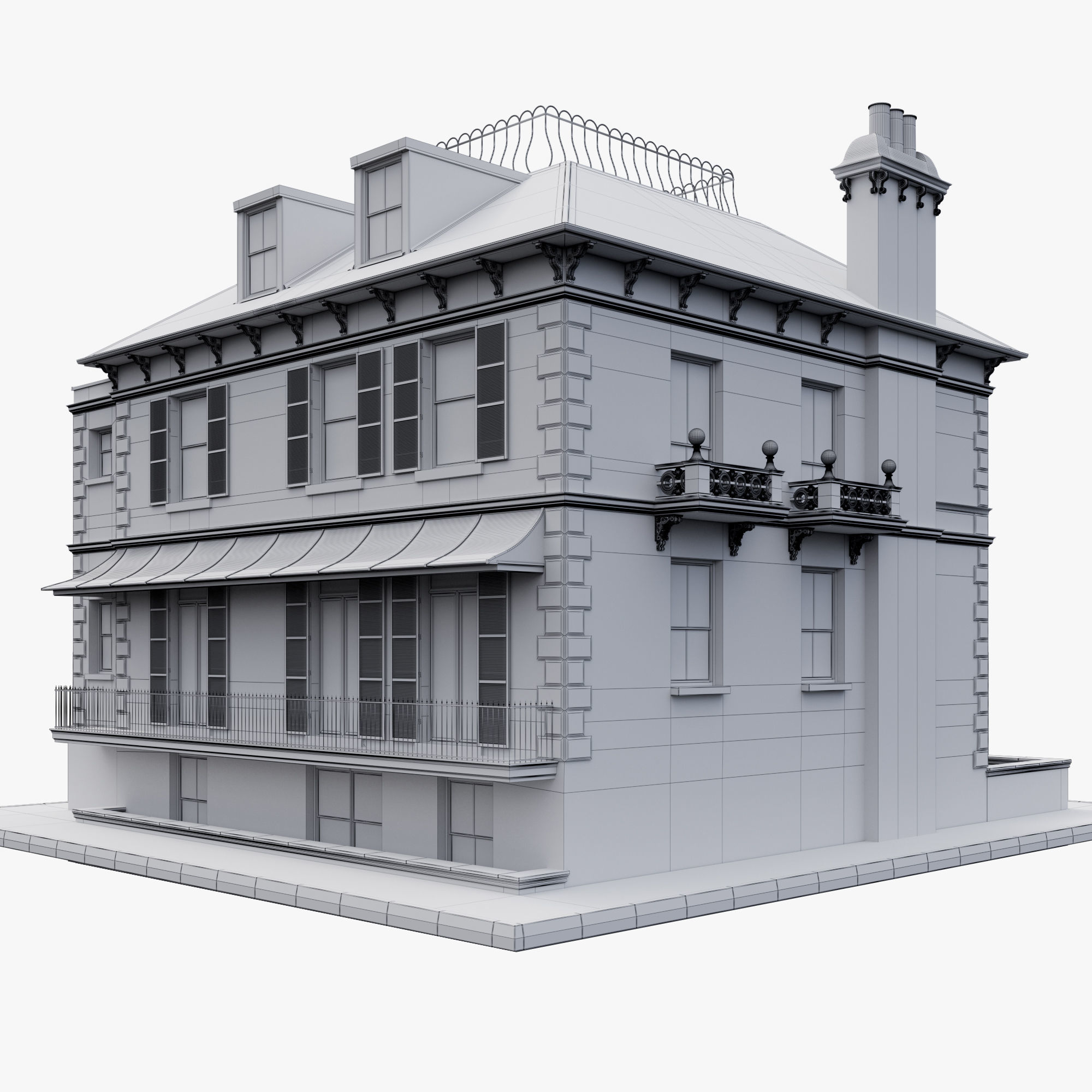 Building Facade 002 Preston VIlla 3D model_5