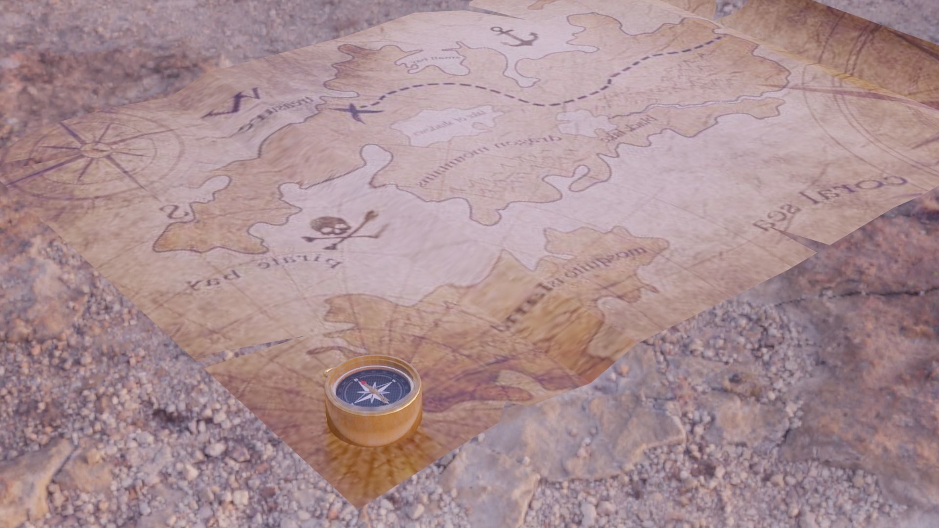 Compass Low-poly 3D model_3