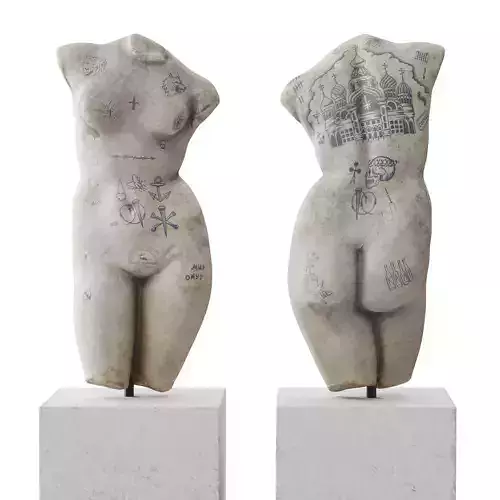 Venus tattoo torso sculpture Low-poly 3D model