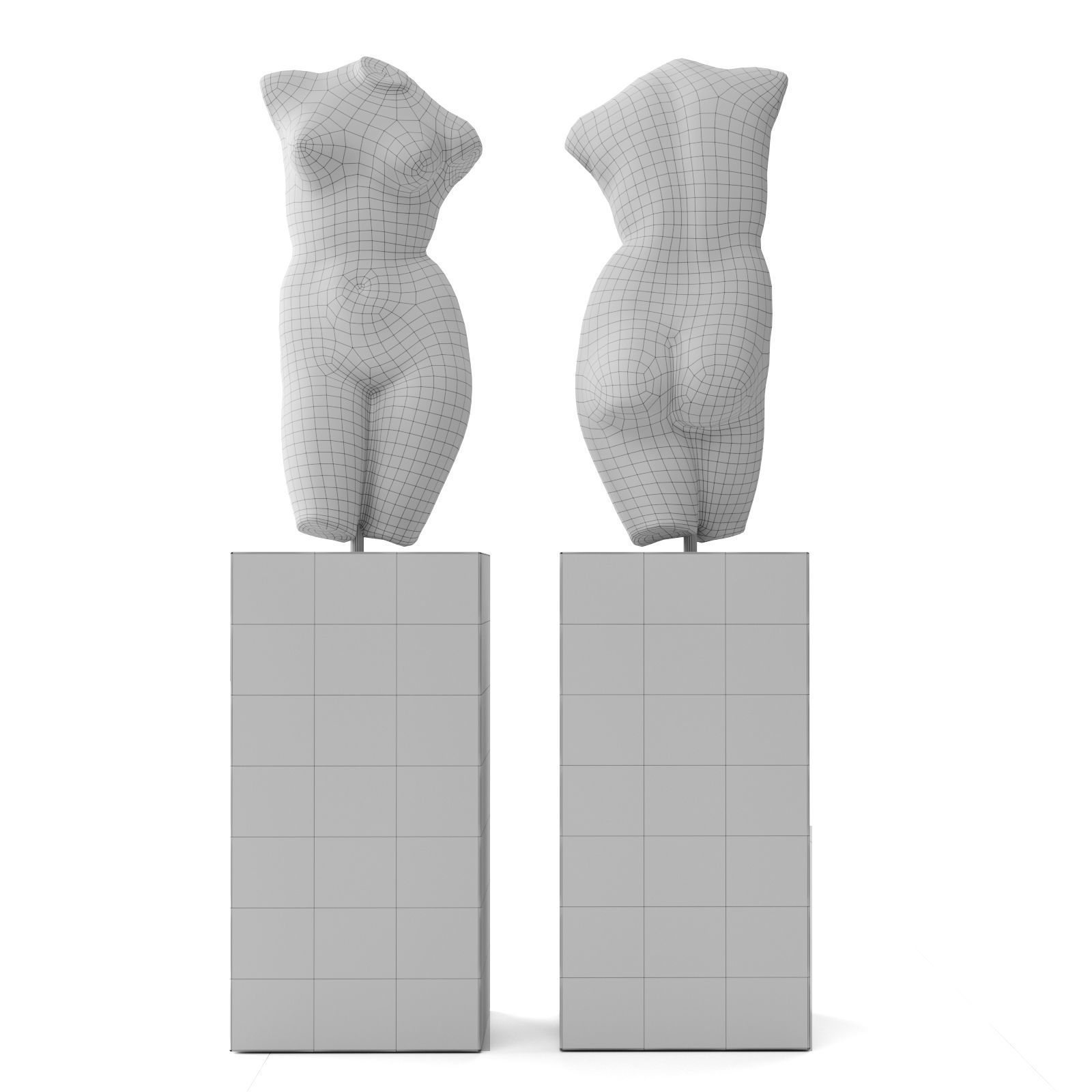 Venus tattoo torso sculpture Low-poly 3D model_4