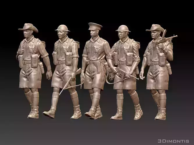 British Australia soldiers ww2 3D print model