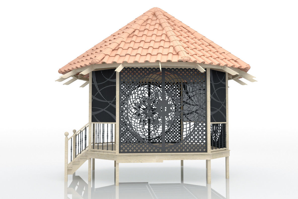 Pergola 3 gazebo 3D model_1