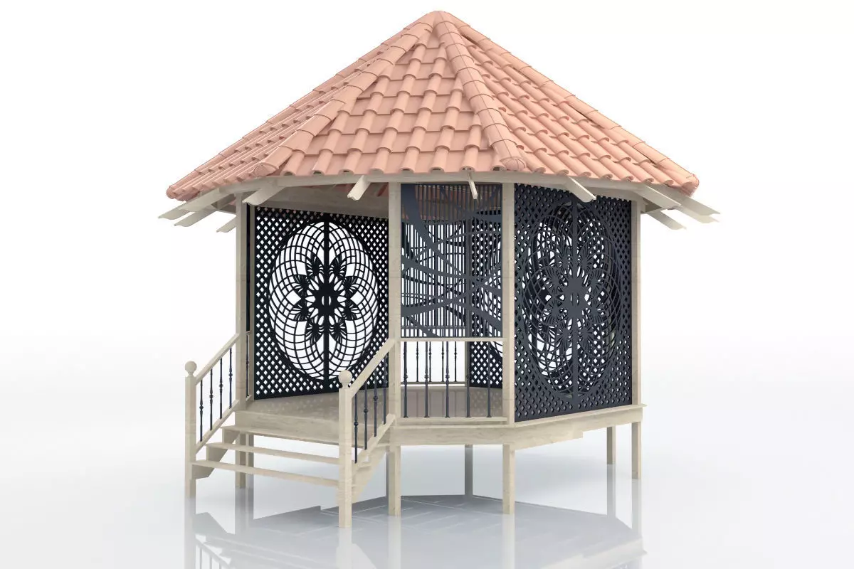 Pergola 3 gazebo 3D model_0