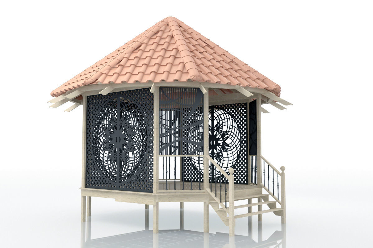 Pergola 3 gazebo 3D model_4