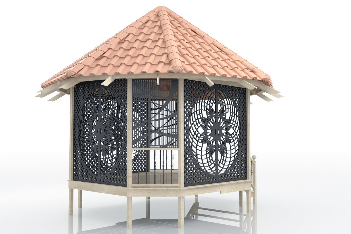 Pergola 3 gazebo 3D model_3