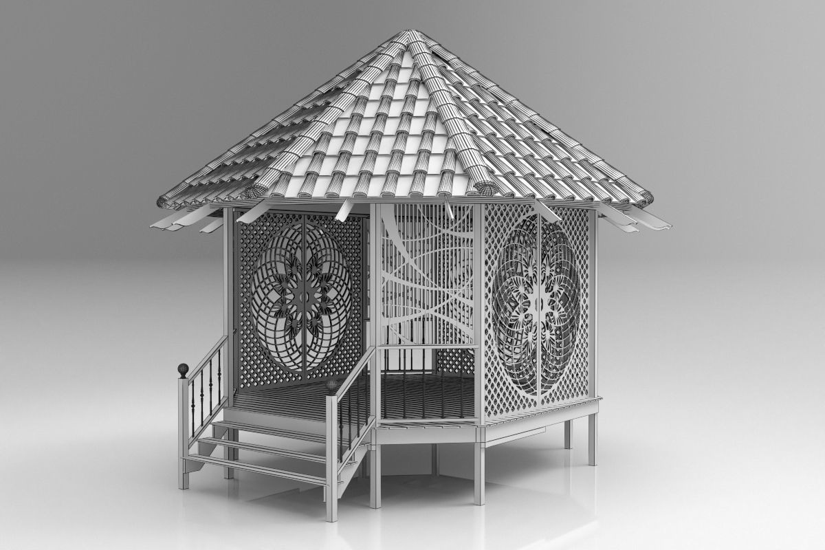 Pergola 3 gazebo 3D model_5
