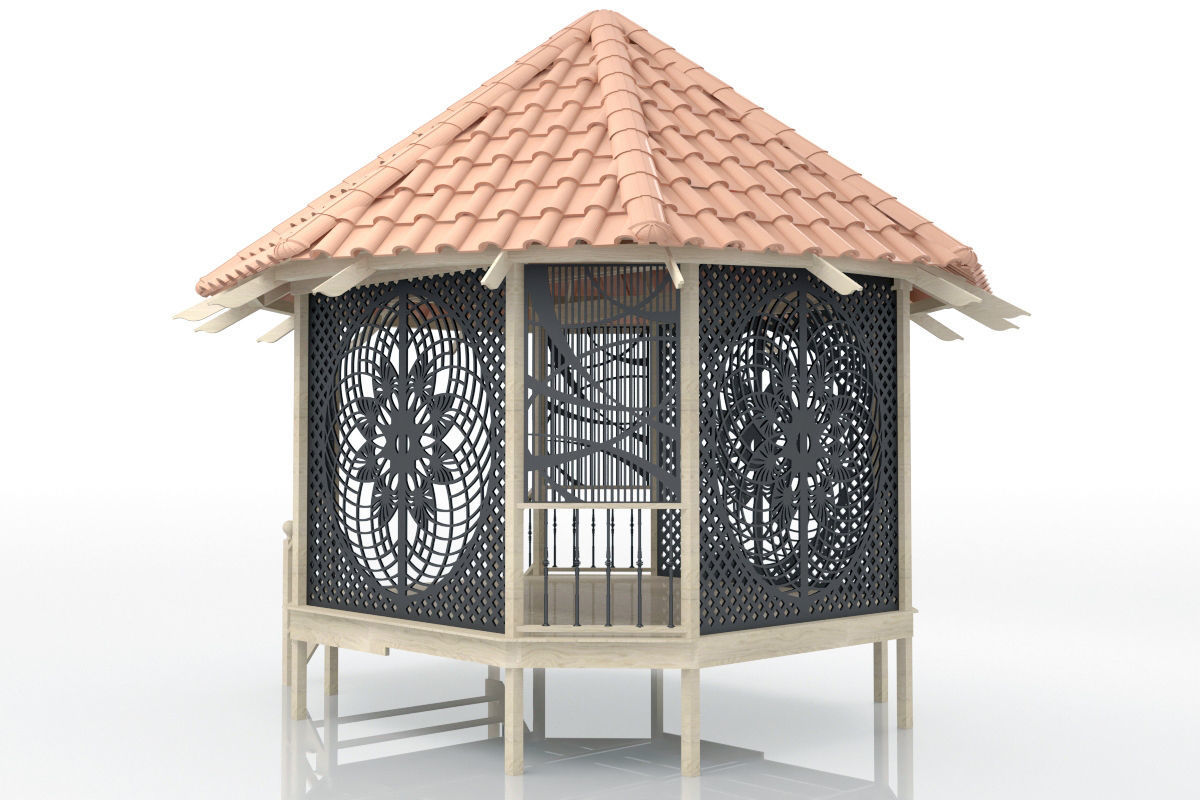 Pergola 3 gazebo 3D model_2