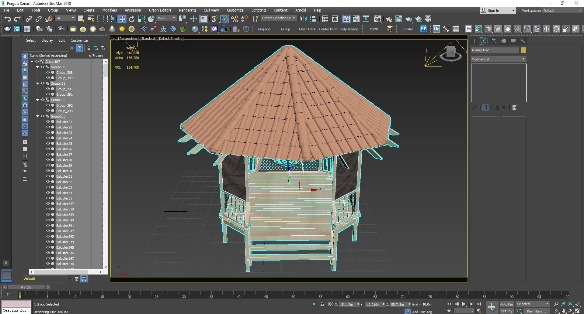 Pergola 3 gazebo 3D model_7