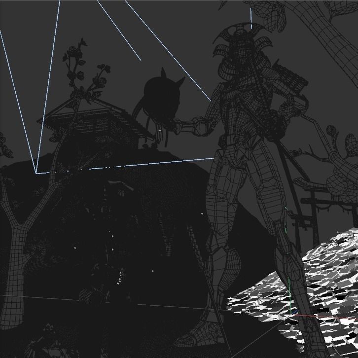 CyberRonin two skeletons in field with flowers 3D model_1