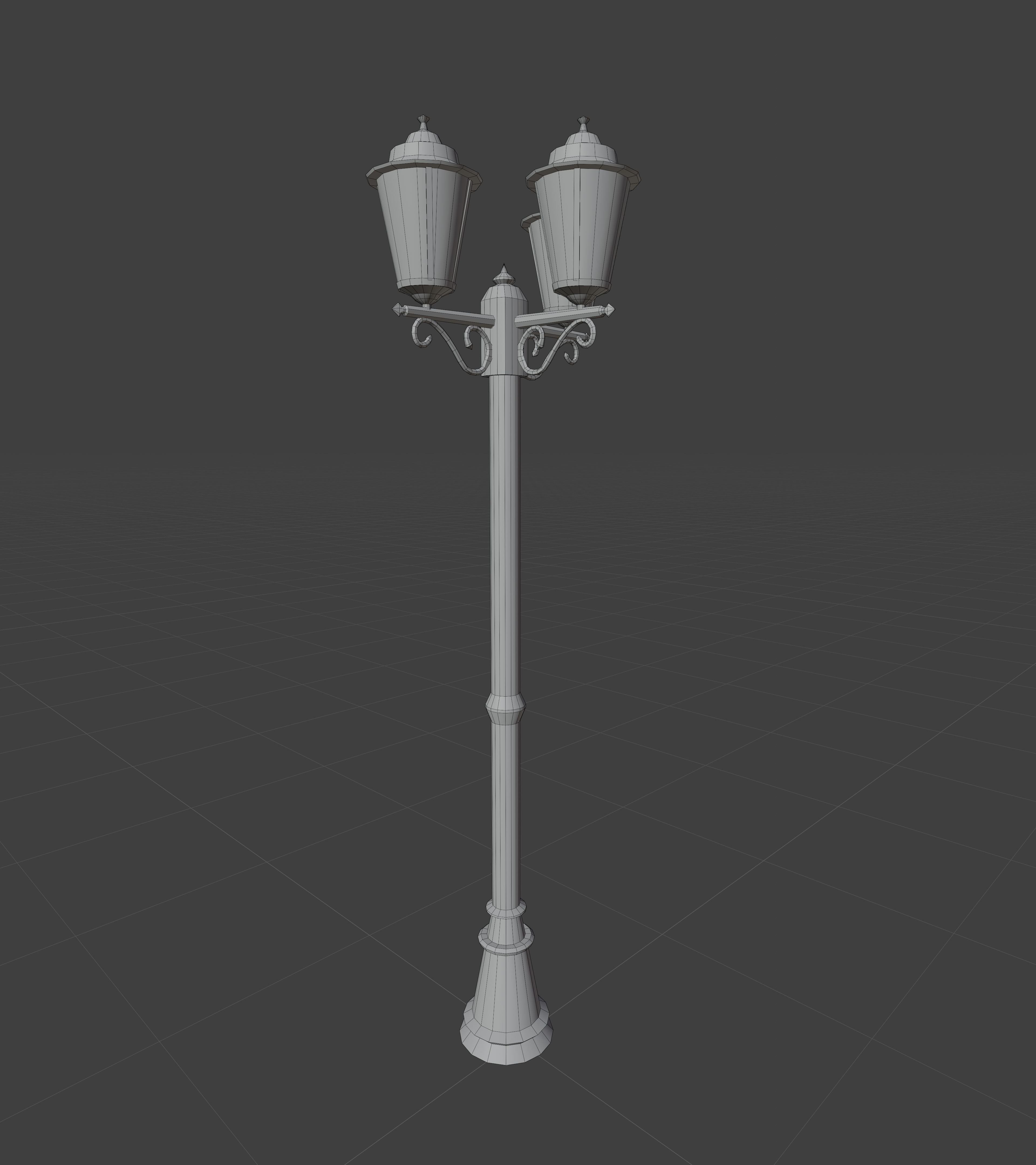 Triple Lamp Post 1 Low-poly 3D model_6