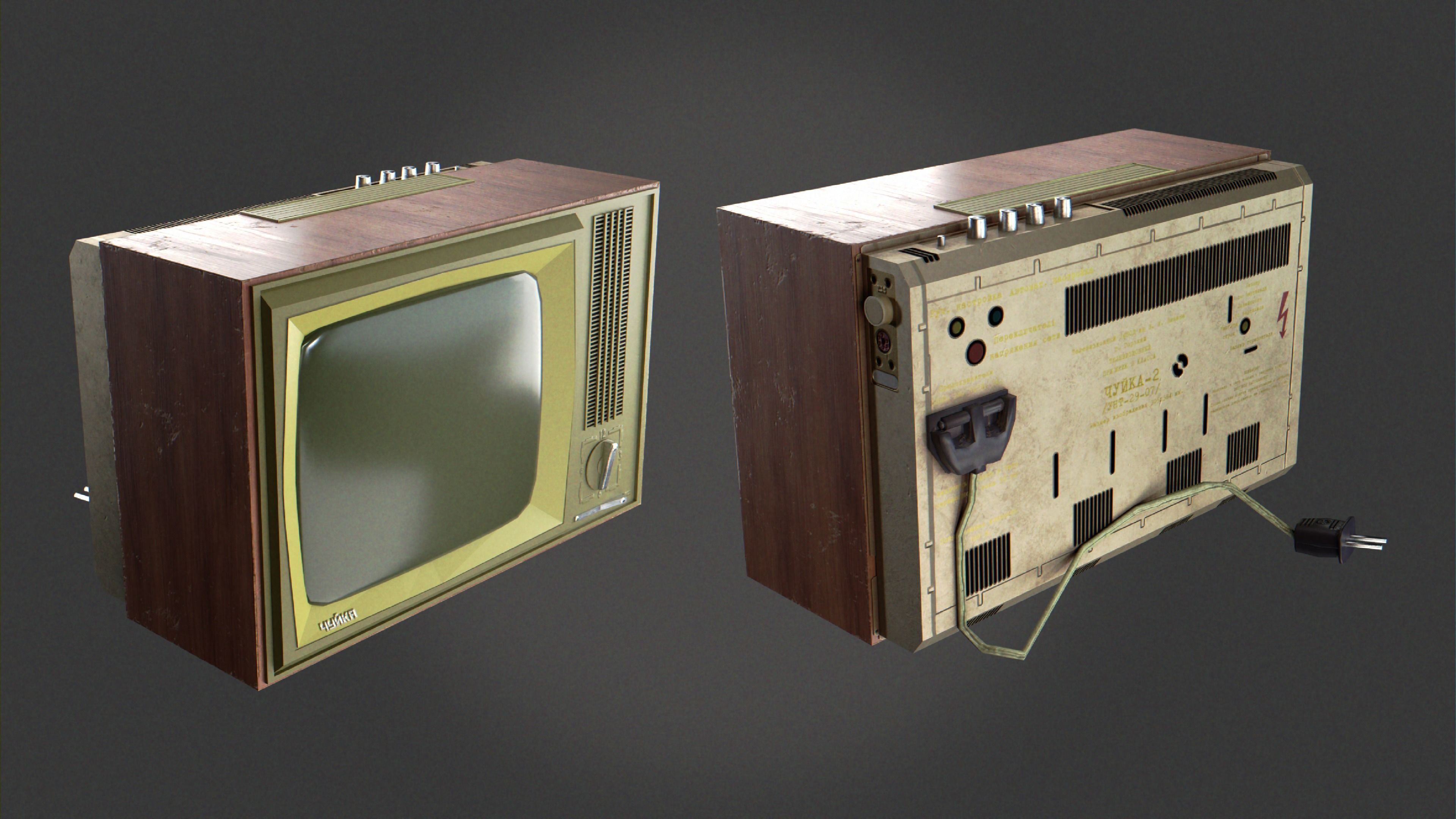 Soviet TV Low-poly 3D model_1