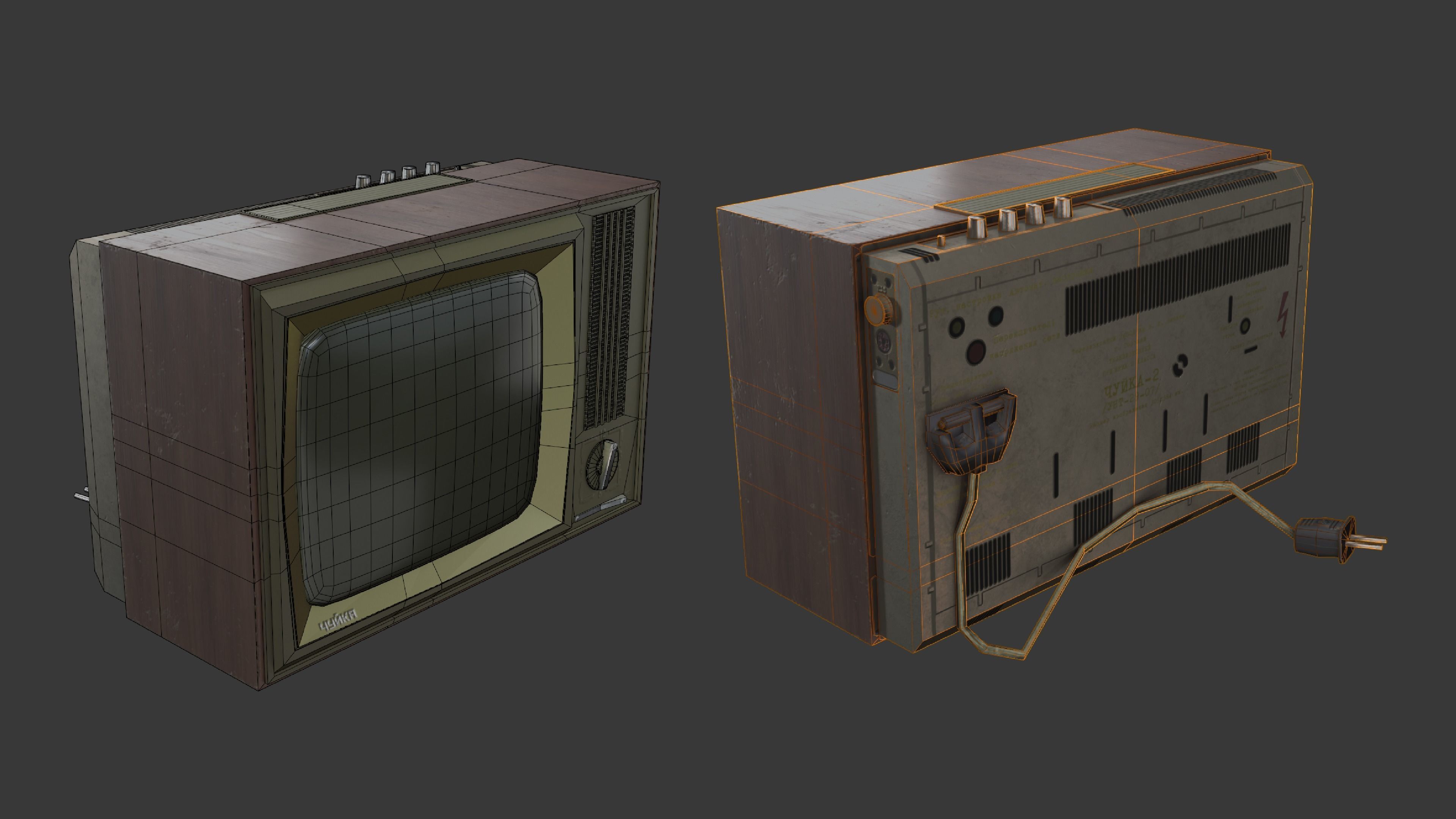 Soviet TV Low-poly 3D model_2