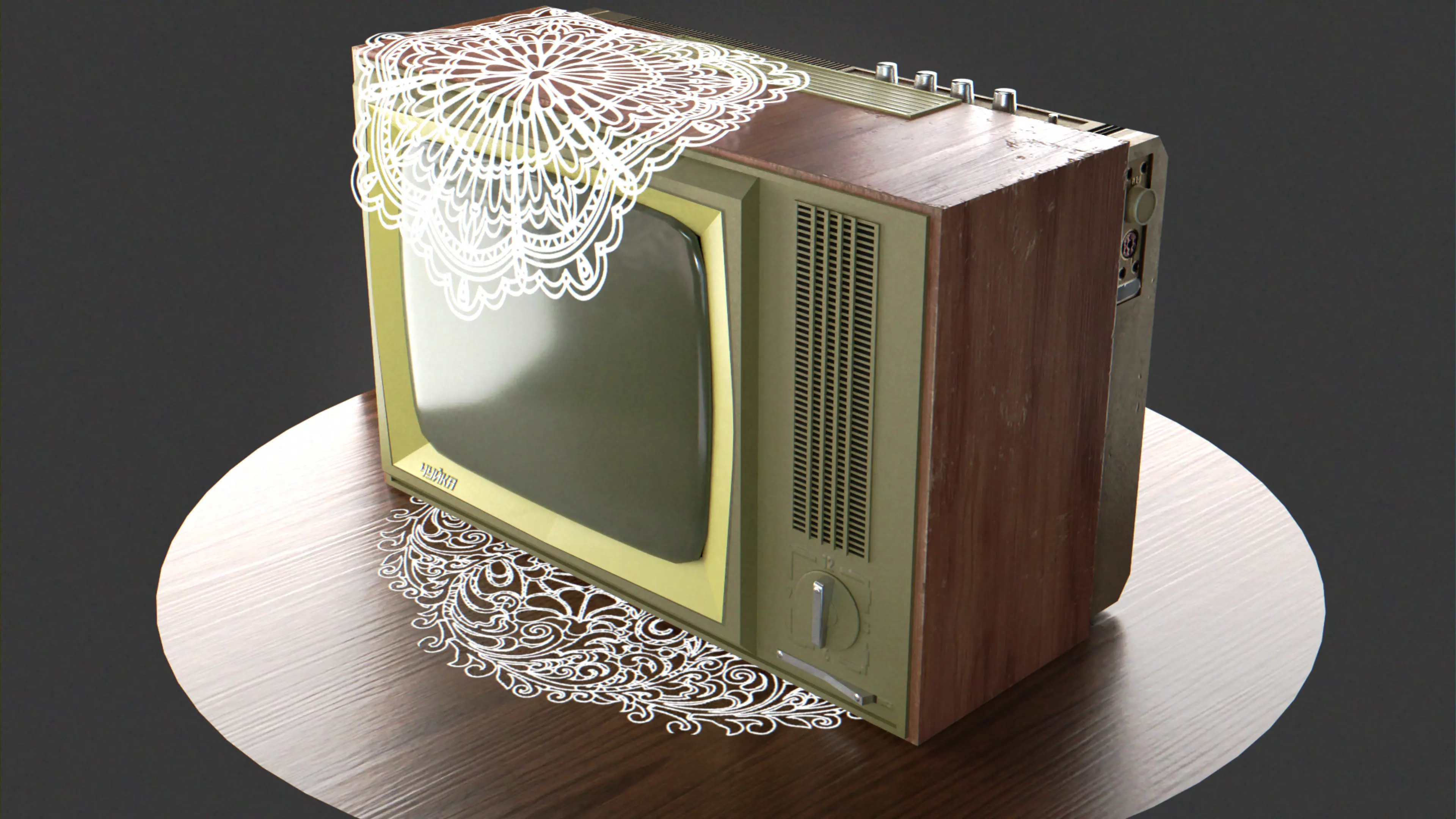 Soviet TV Low-poly 3D model_0