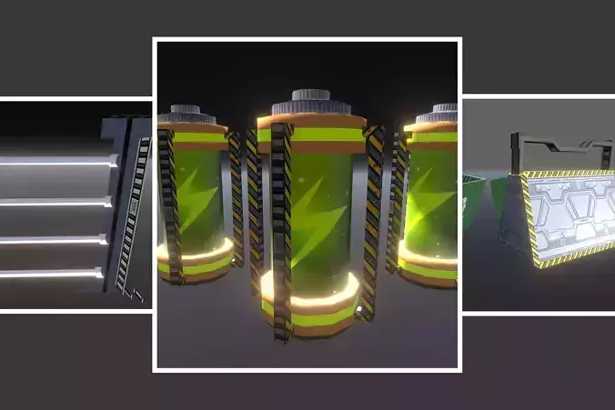 Futuristic Space Props Low-poly 3D model