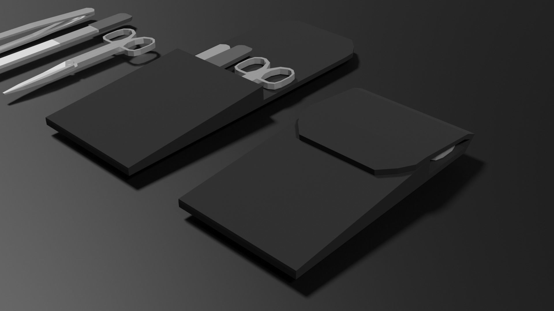 Lowpoly Nailset pair of scissors and box Low-poly 3D model_21