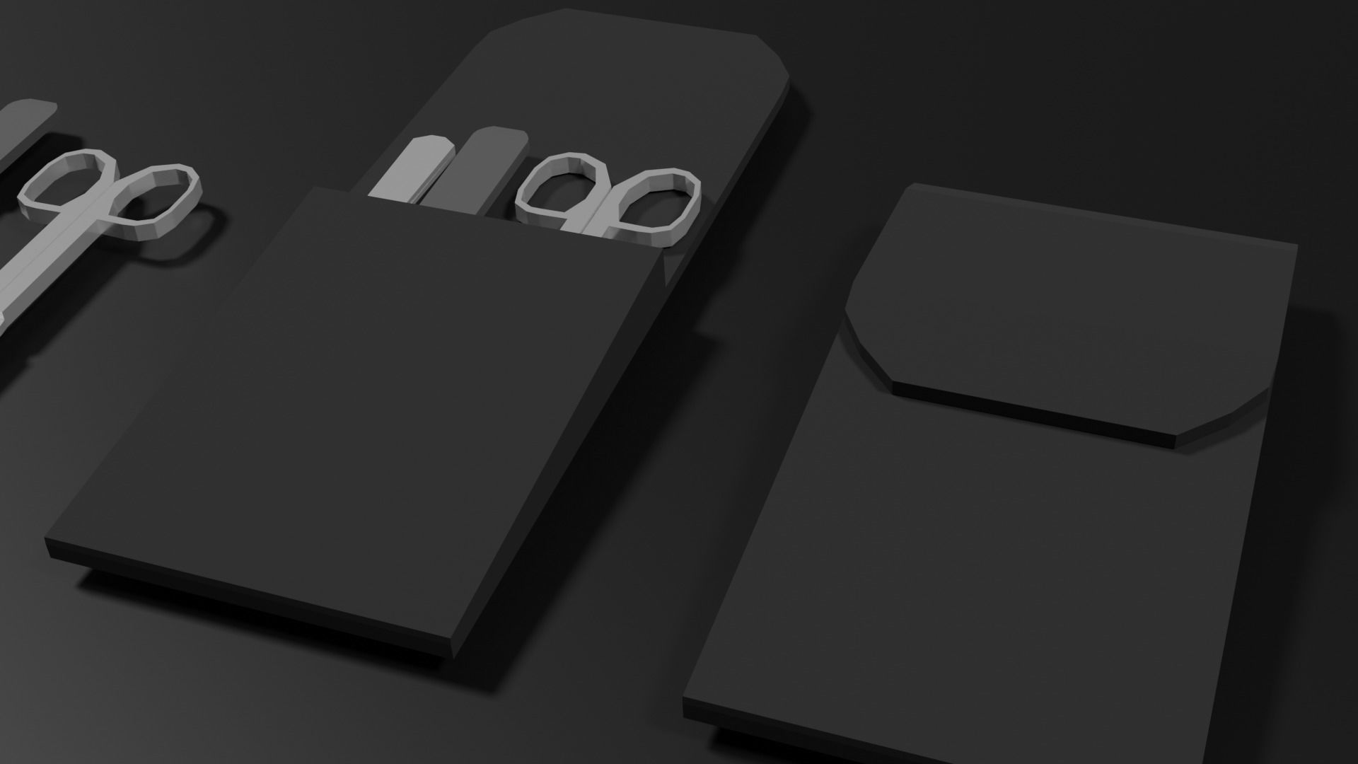 Lowpoly Nailset pair of scissors and box Low-poly 3D model_14