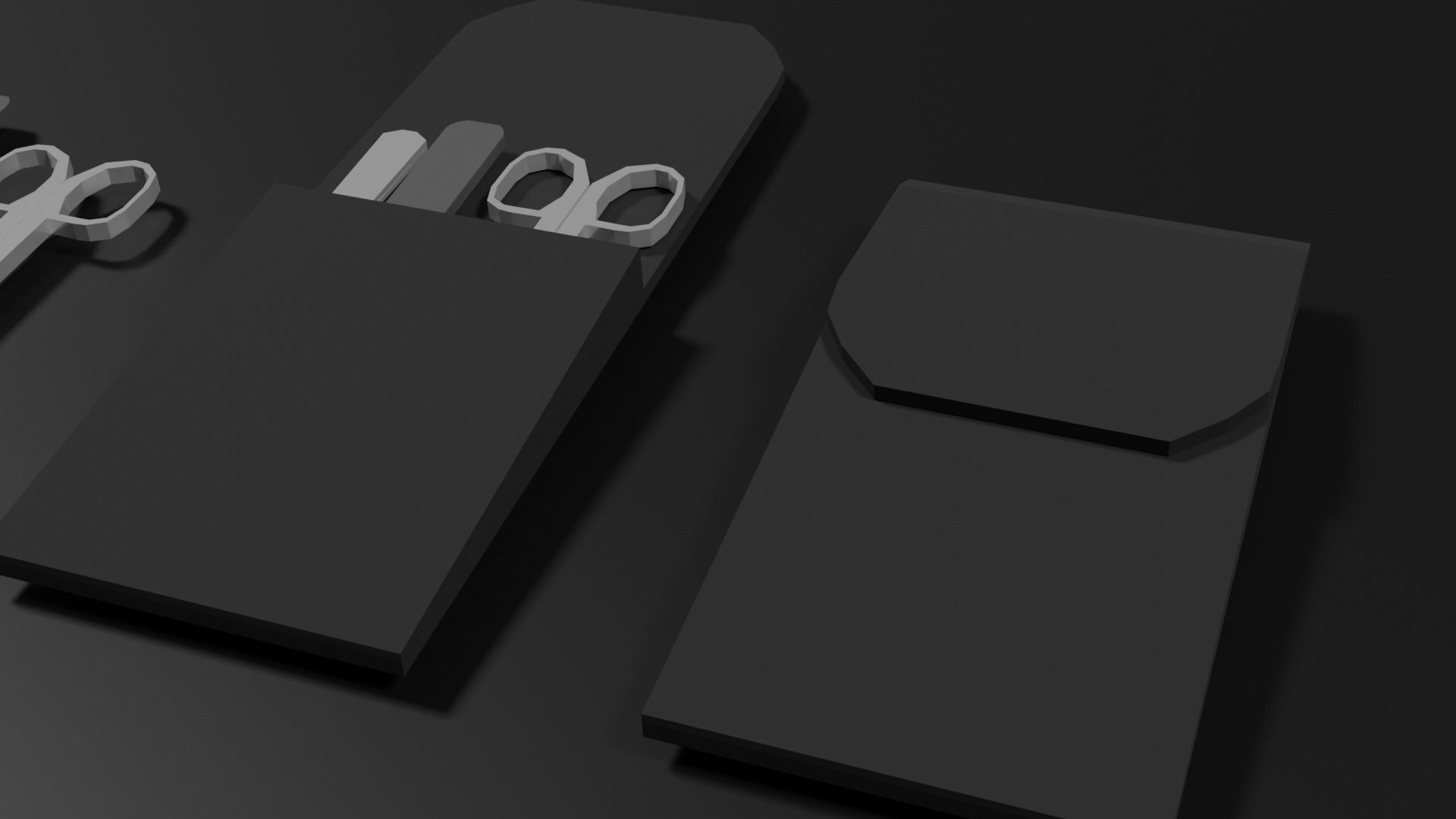 Lowpoly Nailset pair of scissors and box Low-poly 3D model_15