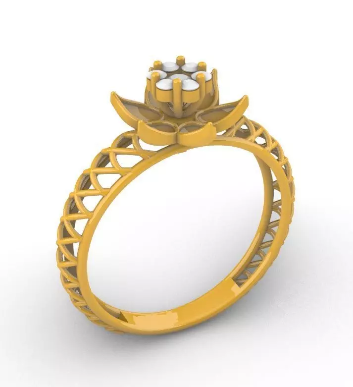 Lotus Mesh Diamond Ring 3D print model