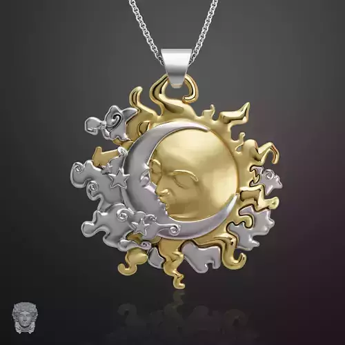 Jewelry pendant Moon and Sun