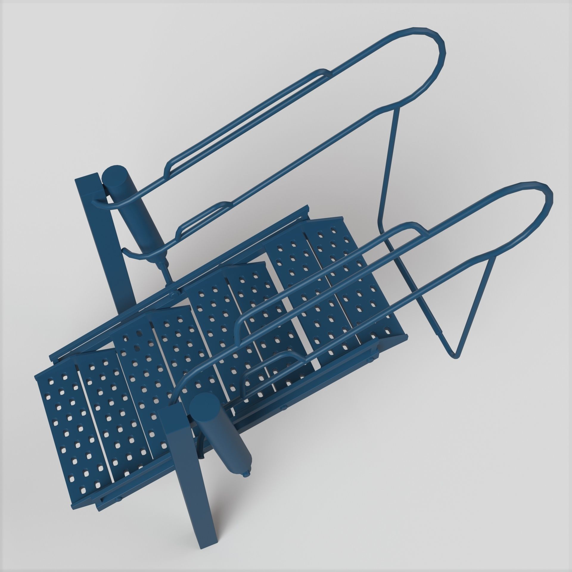 Stair ladder with two steps Low-poly 3D model_3