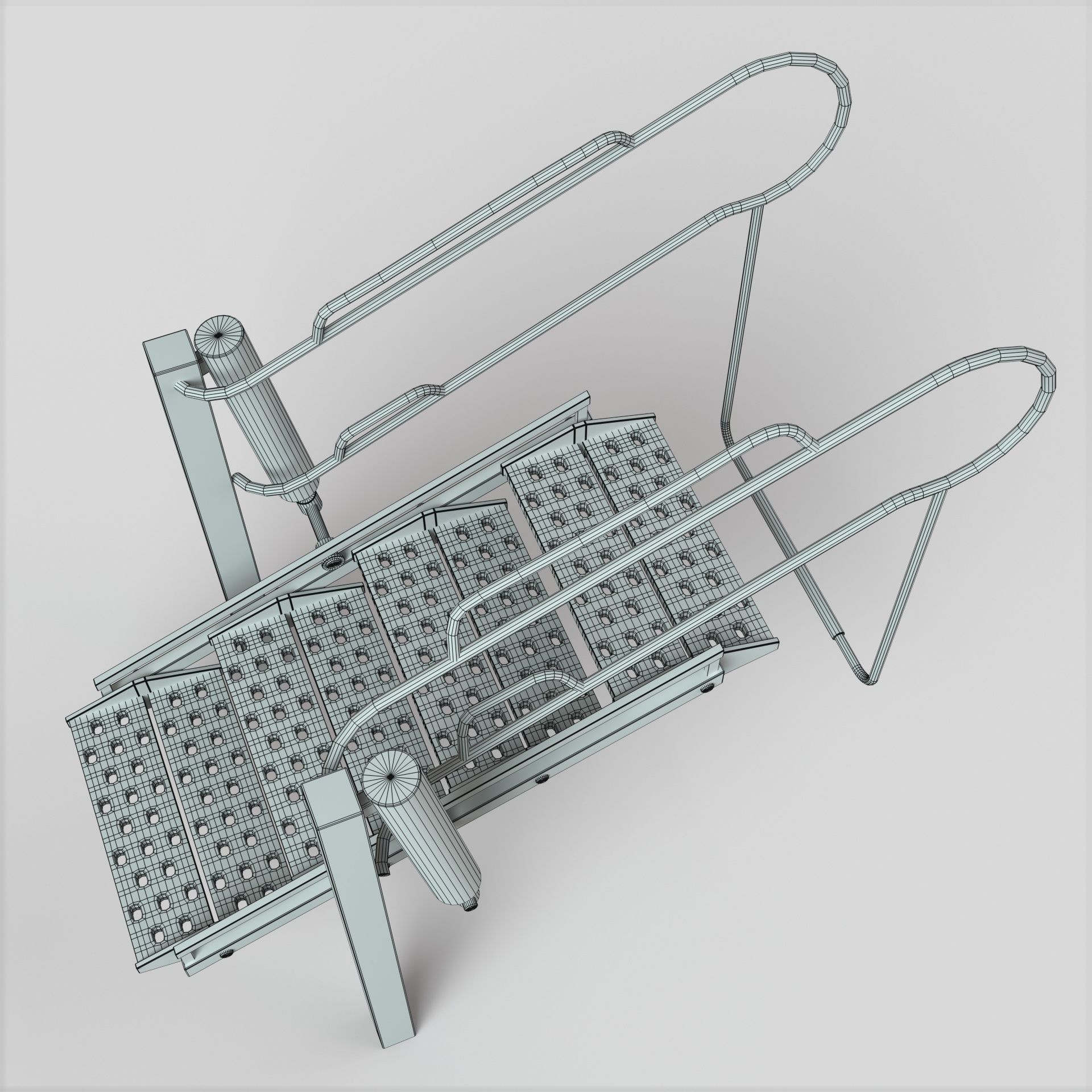 Stair ladder with two steps Low-poly 3D model_10