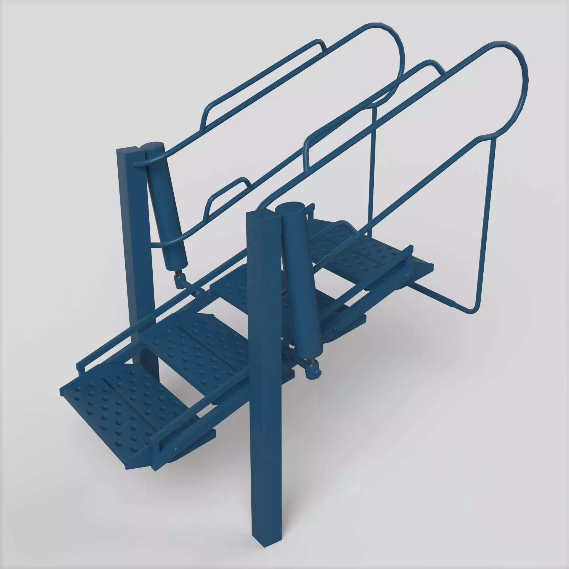 Stair ladder with two steps Low-poly 3D model_0