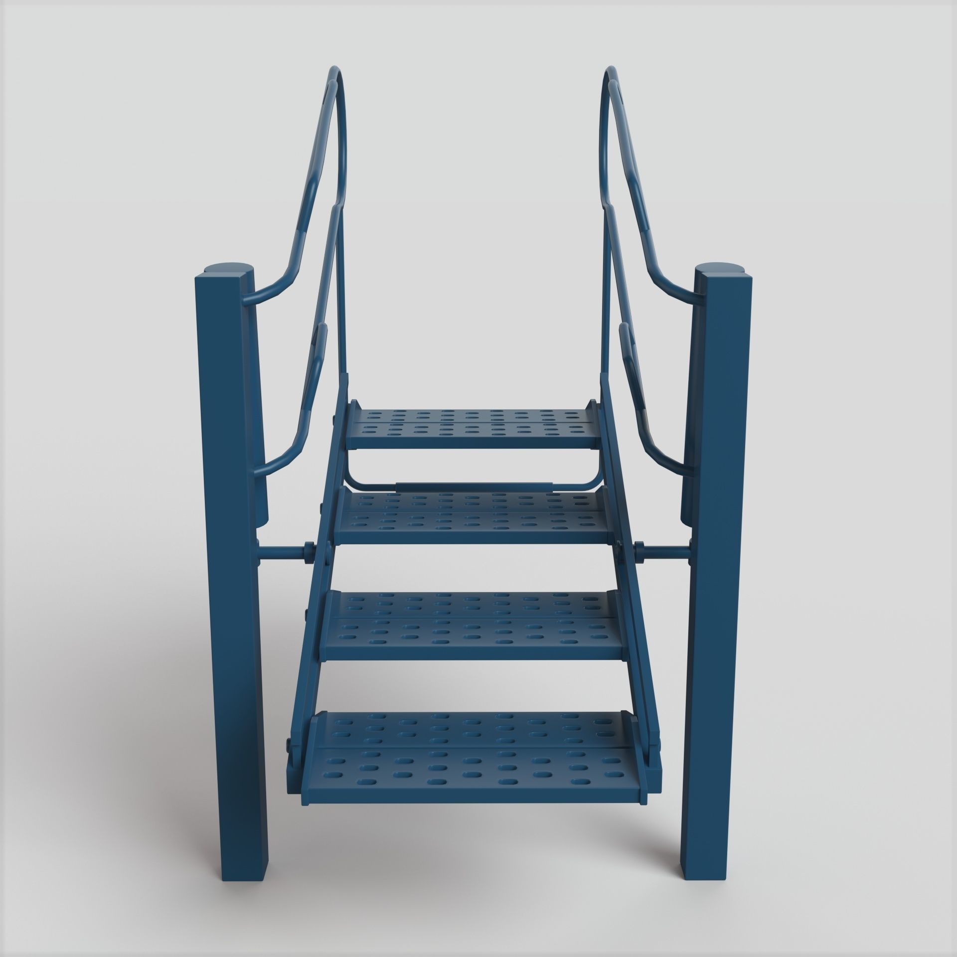 Stair ladder with two steps Low-poly 3D model_2
