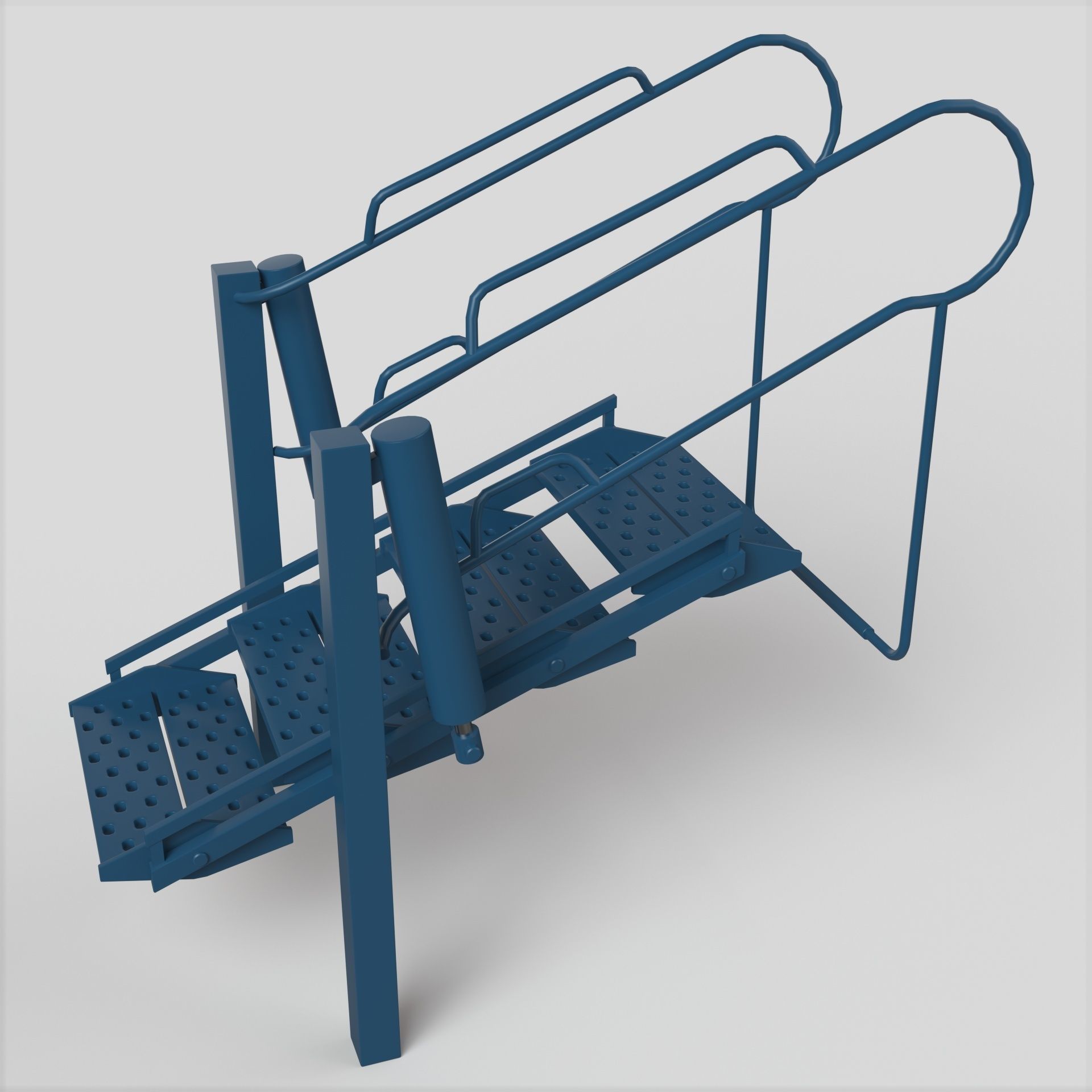 Stair ladder with two steps Low-poly 3D model_1
