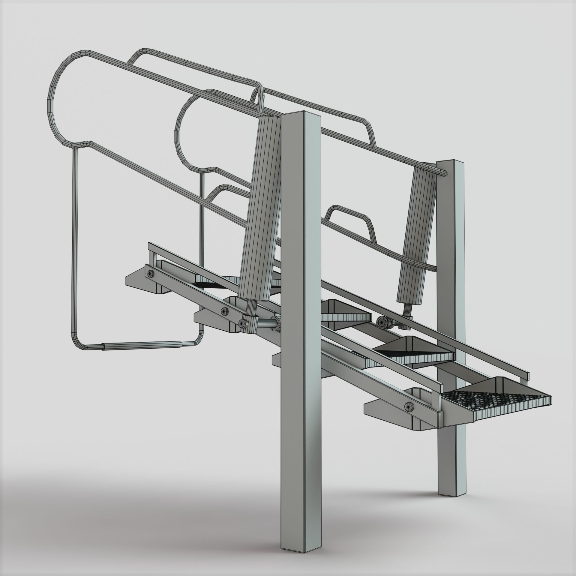 Stair ladder with two steps Low-poly 3D model_11