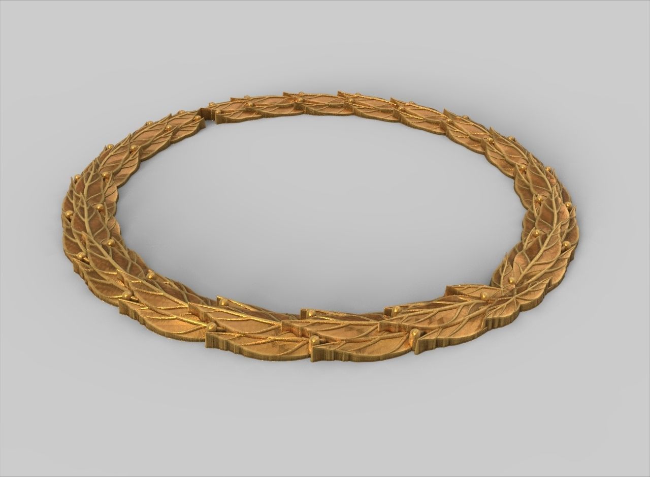 Round laurel wreath 3D print model_1
