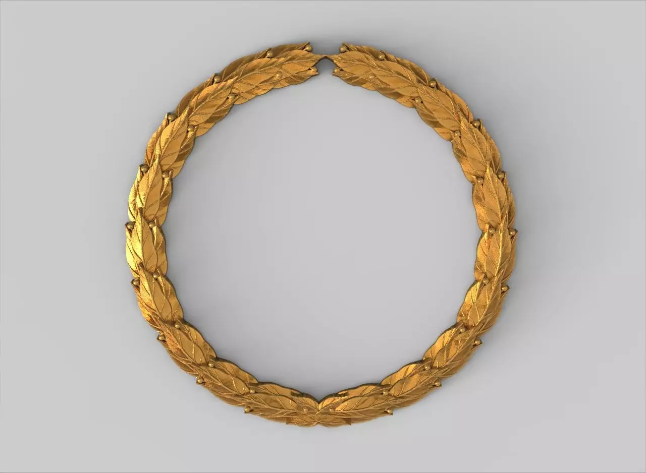 Round laurel wreath 3D print model_0