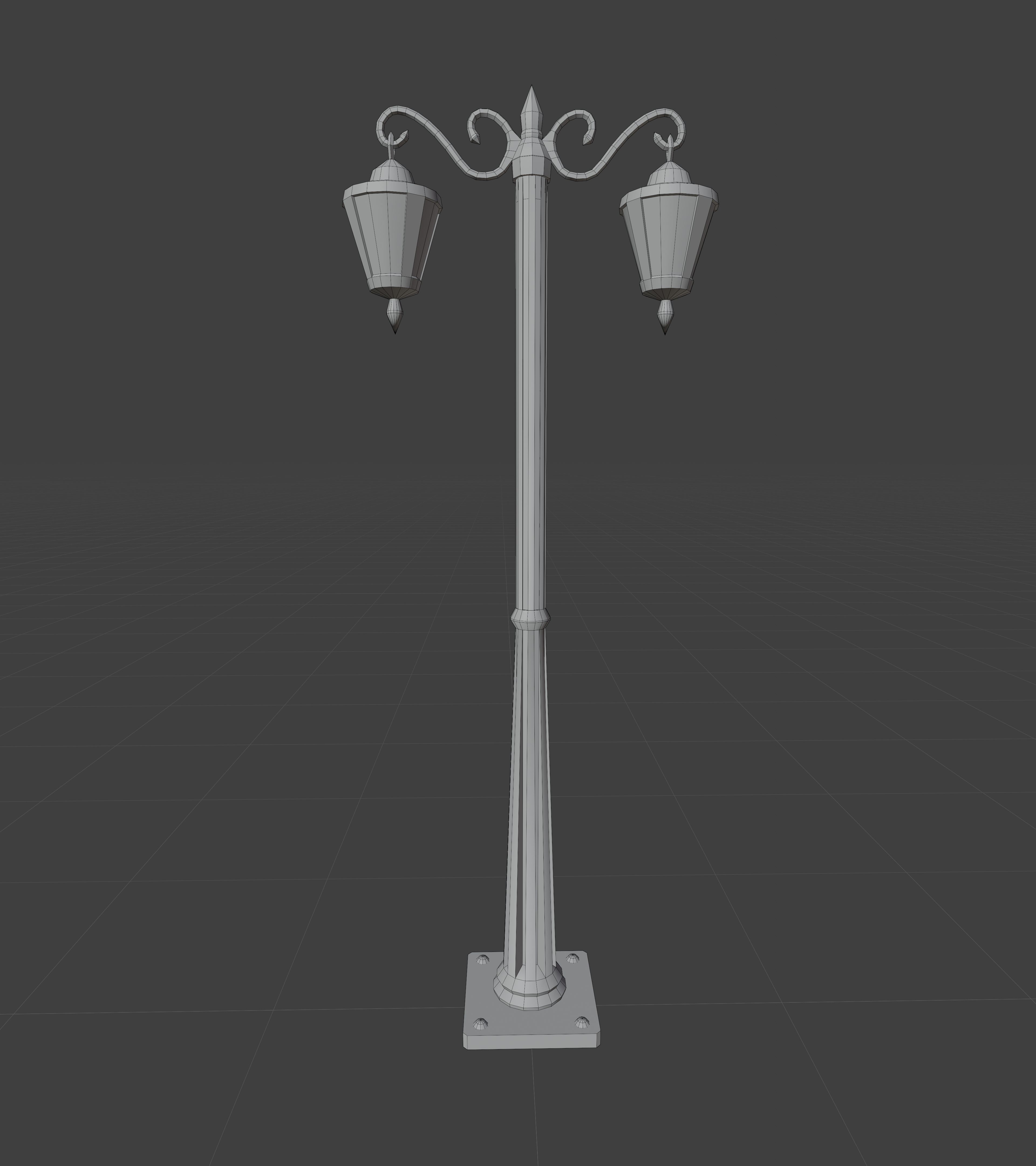 Double Lamp Post 1 Low-poly 3D model_5