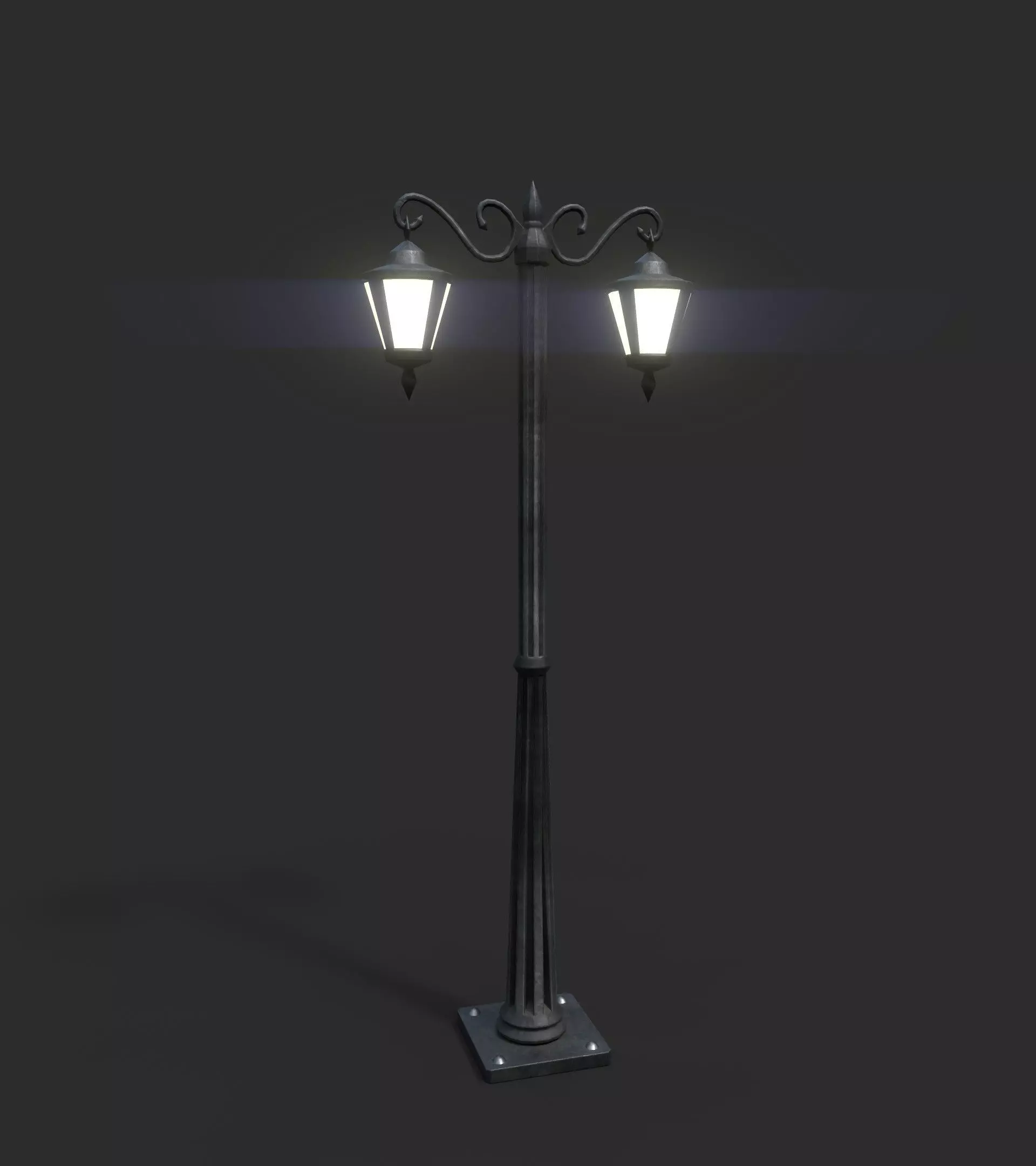 Double Lamp Post 1 Low-poly 3D model_0