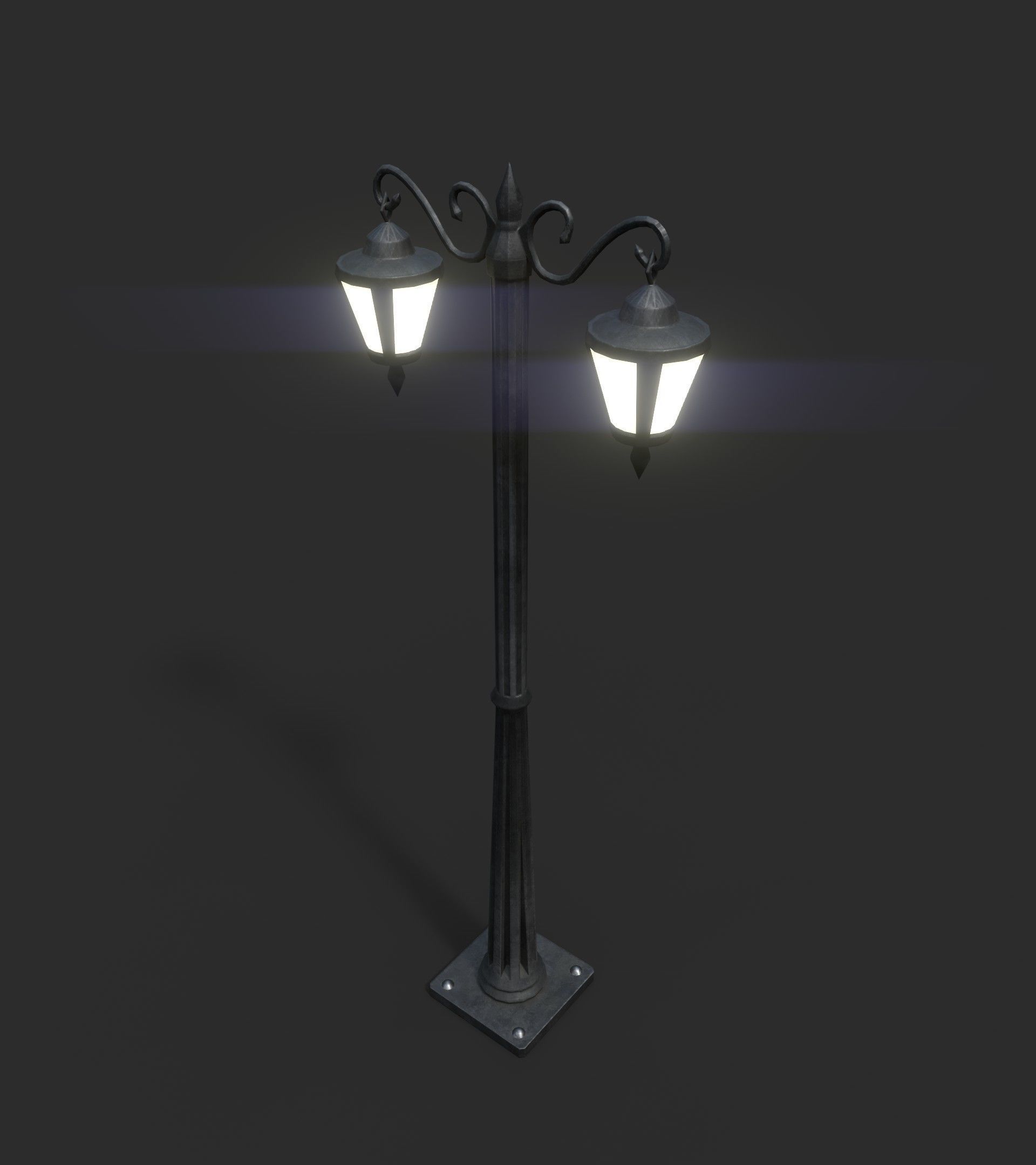 Double Lamp Post 1 Low-poly 3D model_2