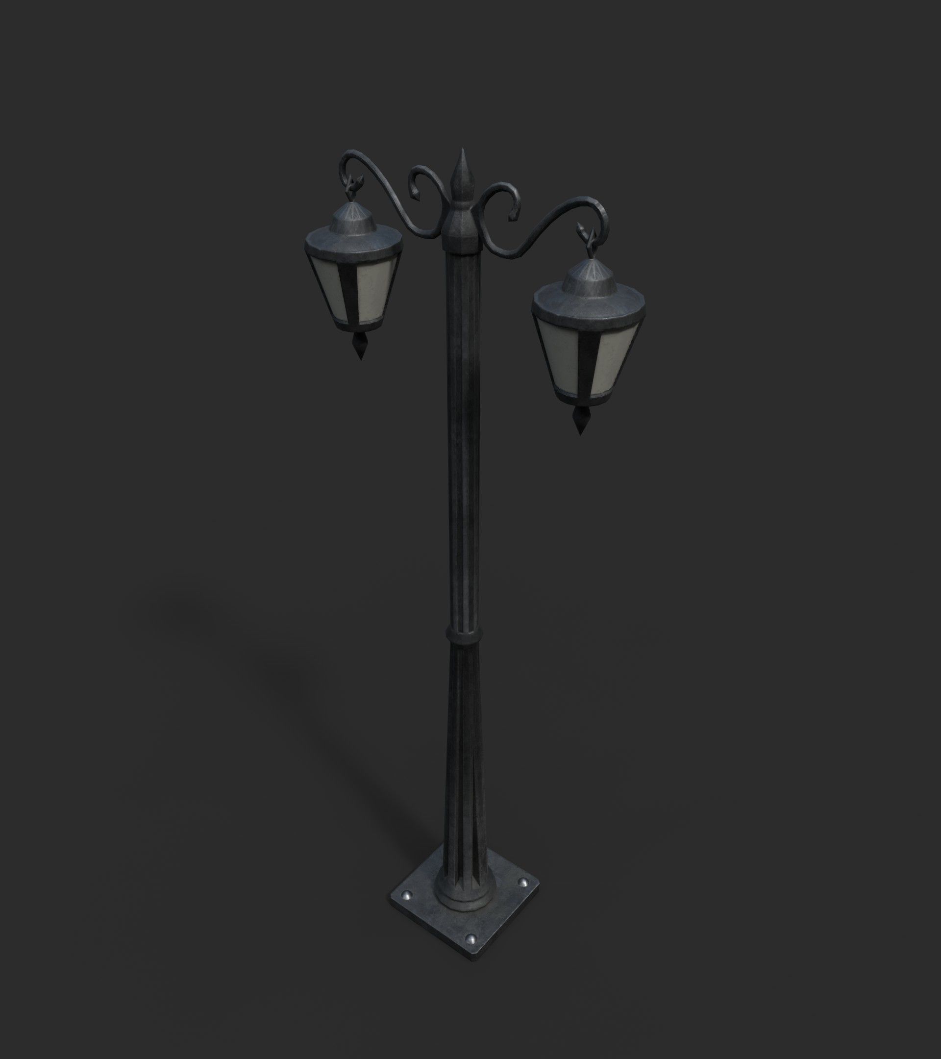 Double Lamp Post 1 Low-poly 3D model_3