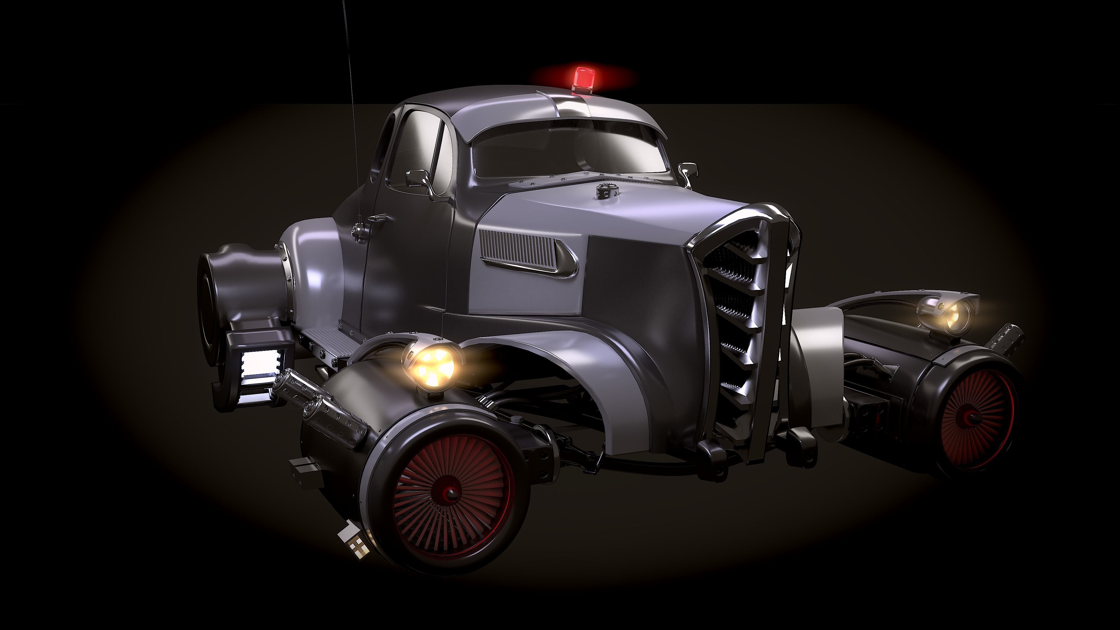 Retro futurustic car 3D model_4