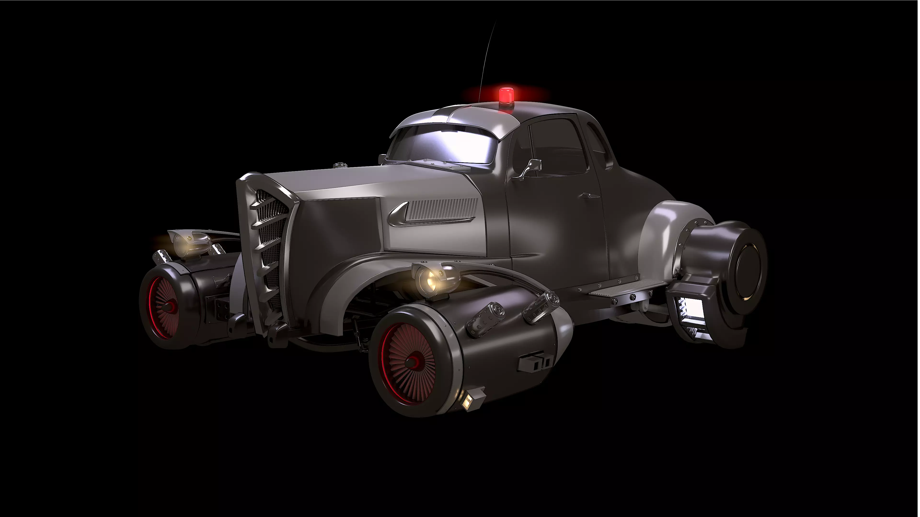 Retro futurustic car 3D model_0